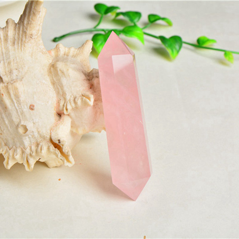 70-80mm Natural Pink Rose Quartz Crystal Point Wand Reiki Healing Chakra Obelisk
