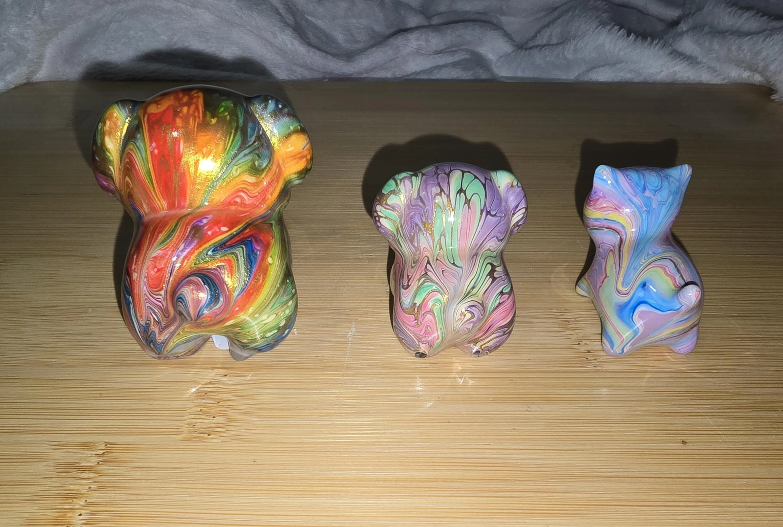 Colorful Daqi Dog Puppy Lacquer Painted Sandalwood