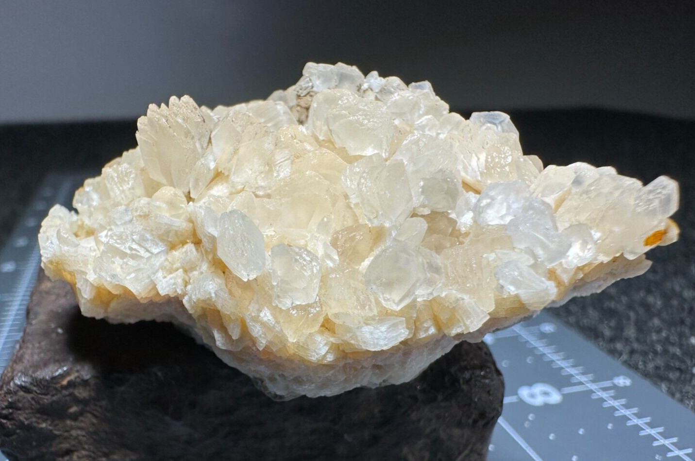 ➤ 2-1/2″ PHOSFLUORESCENT CREAM CALCITE on DOLOMITE Corydon Indiana VIDEO➤465