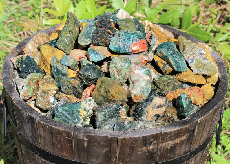 3Pcs Natural Raw Rough Ocean Jasper Healing Rough Chunks Mineral Specimens