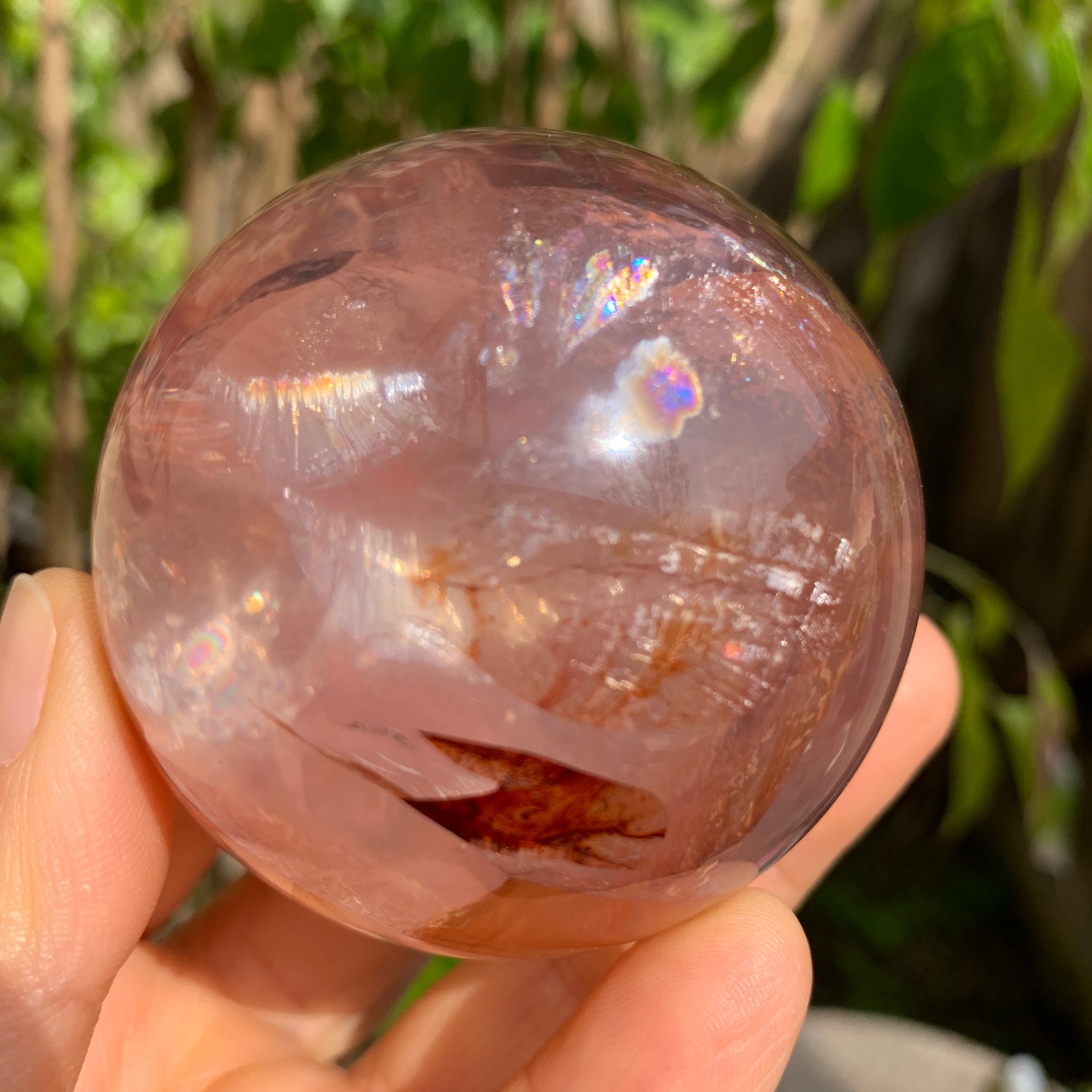 344G Natural Red Gum Flower Ball Crystal Sphere Specimen Energy Healing Reiki