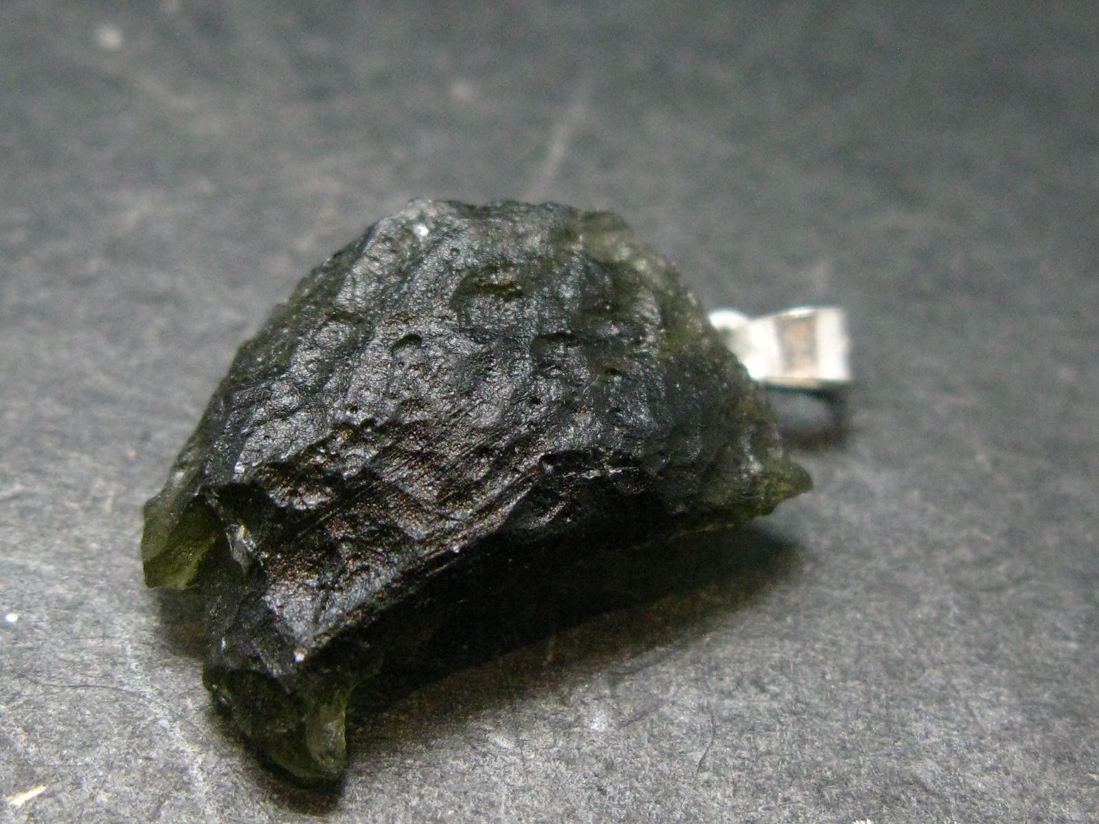 Moldavite Tektite Silver Pendant from Czech Republic – 1.0″ – 2.52 Grams