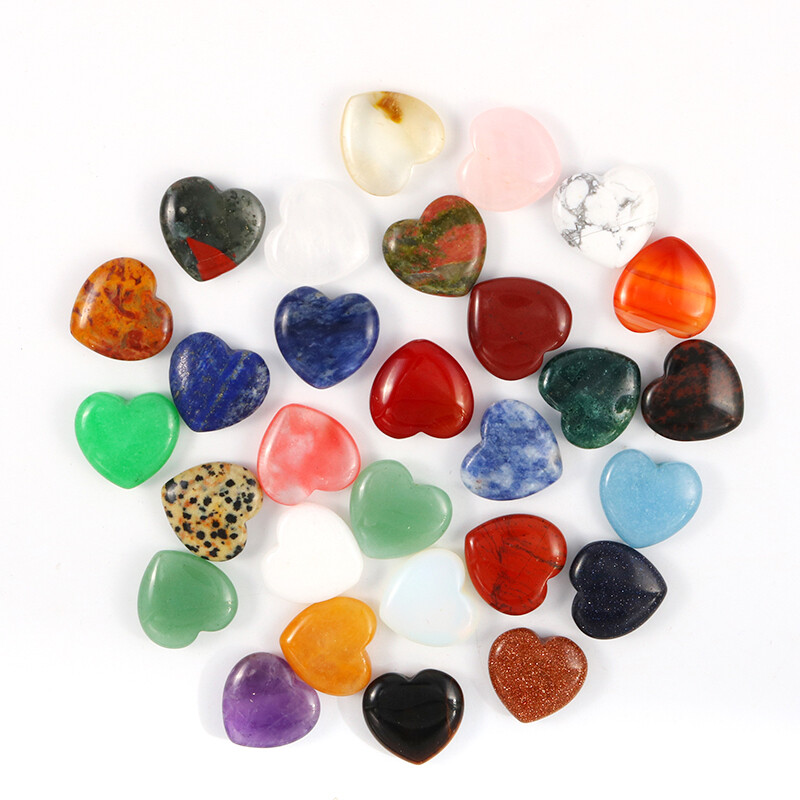 Charms Natural Quartz Healing Gem Stone Small Crystal Stone Heart 20x6mm 30pcs