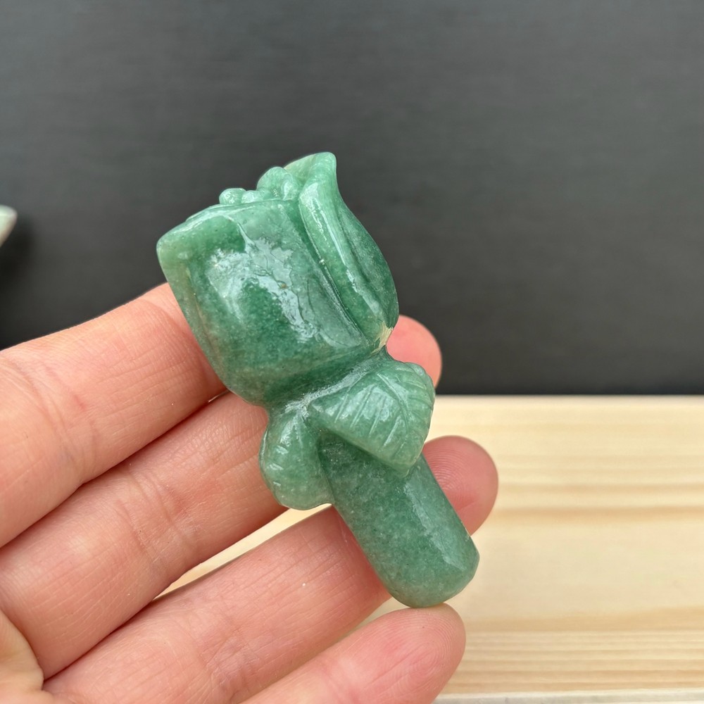 2.3″ Natural Aventurine Quartz Rose Carved Crystal Flower Skull Healing Gift 1pc