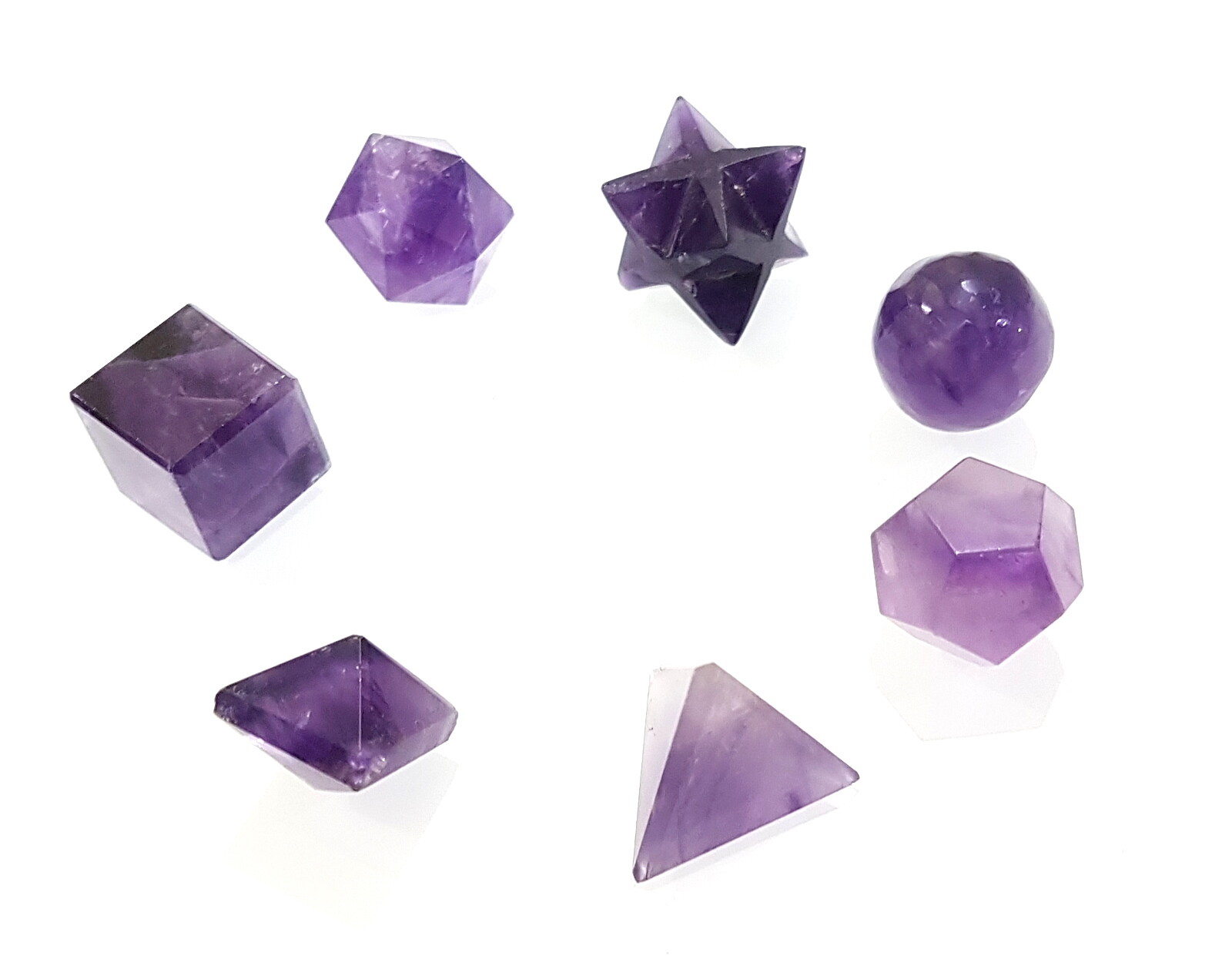 Geometry Set 7 Different Geometry Figures Natural Amethyst Healing Crystal Set