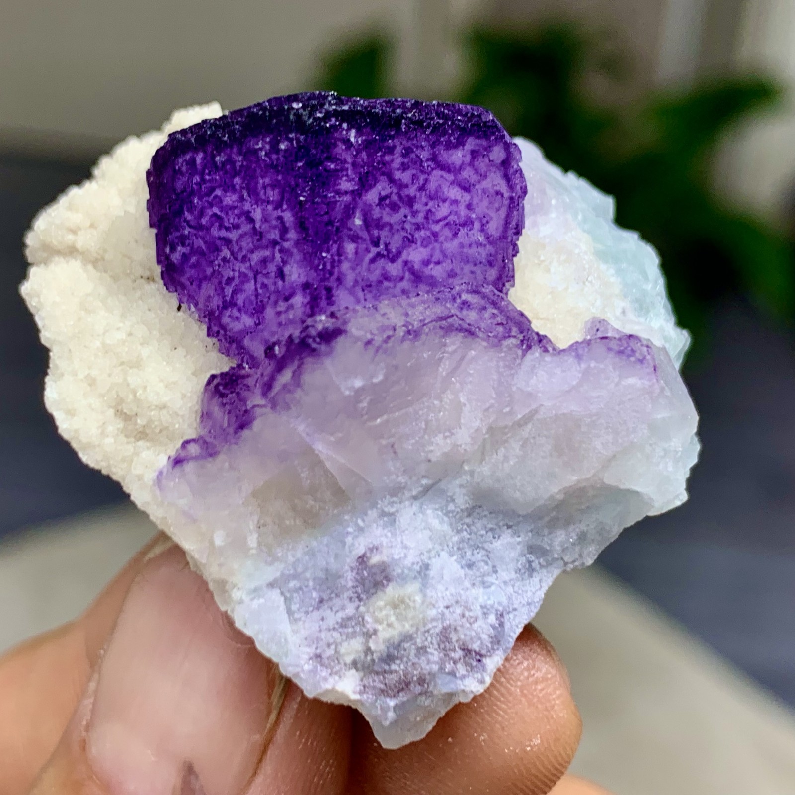 38G Natural Purple “QR Code”Fluorite Cluster Crystal Mineral Specimen/Guizhou