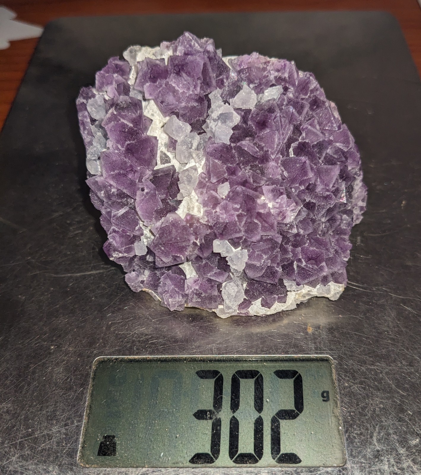 Purple Octahedral Fluorite W/ Light Blue Crystals From De’an Mine Jiangxi China
