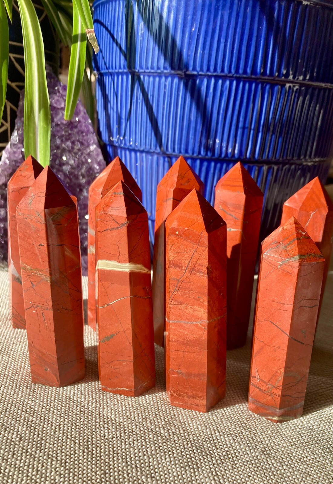 3.15″-3.54″ Natural Red Jasper Crystal Tower Healing Crystal Obelisk Energy Gift
