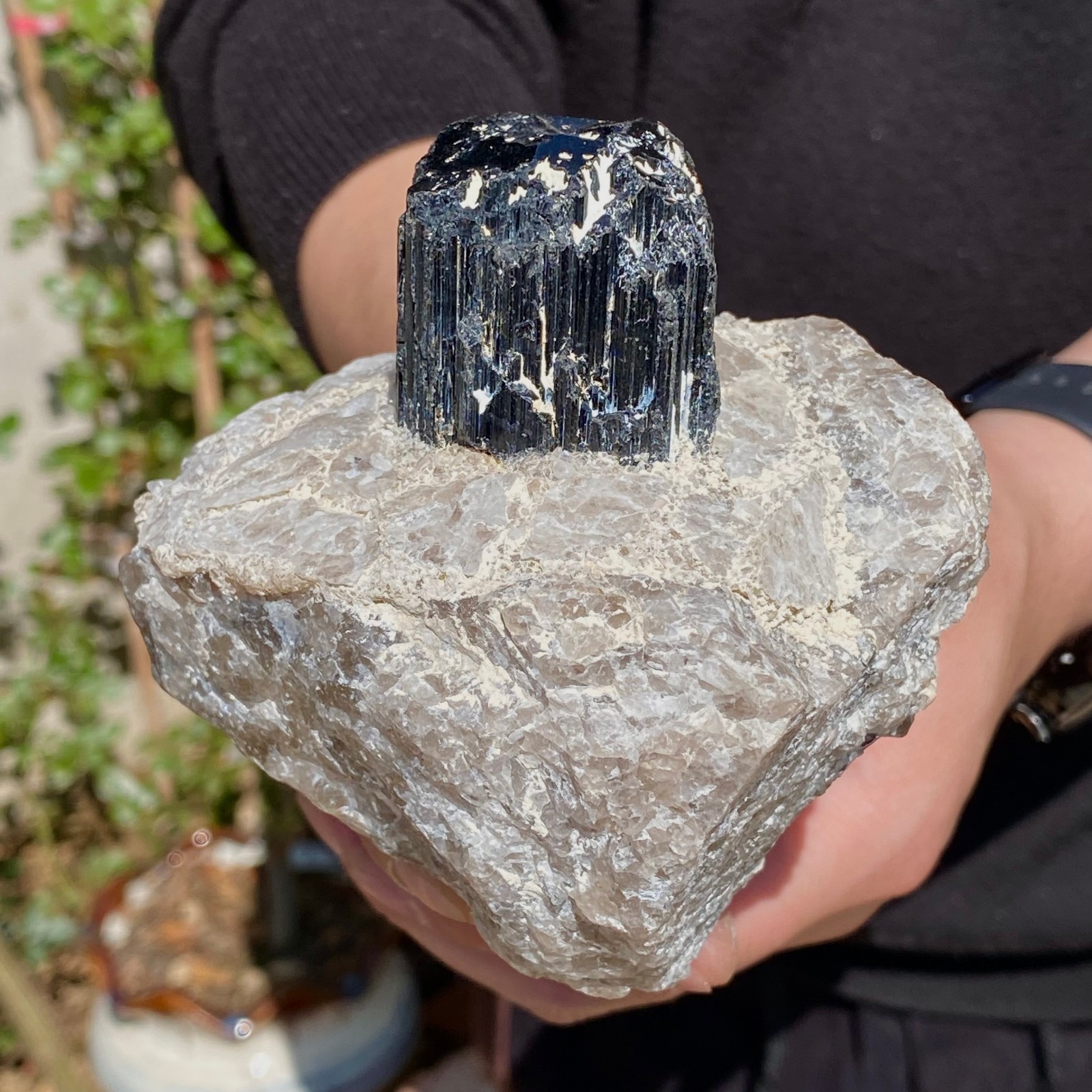 1.77LB Natural black tourmaline crystal gemstone rough mineral specimen