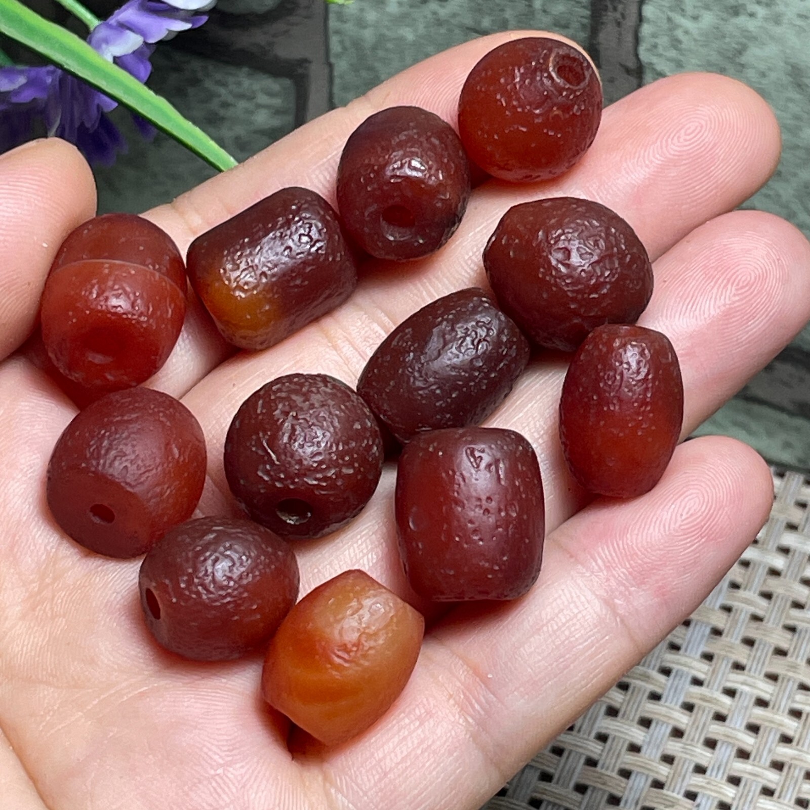 12pcs Rare natural try on National Red Agate original stone specimen 49g m8319