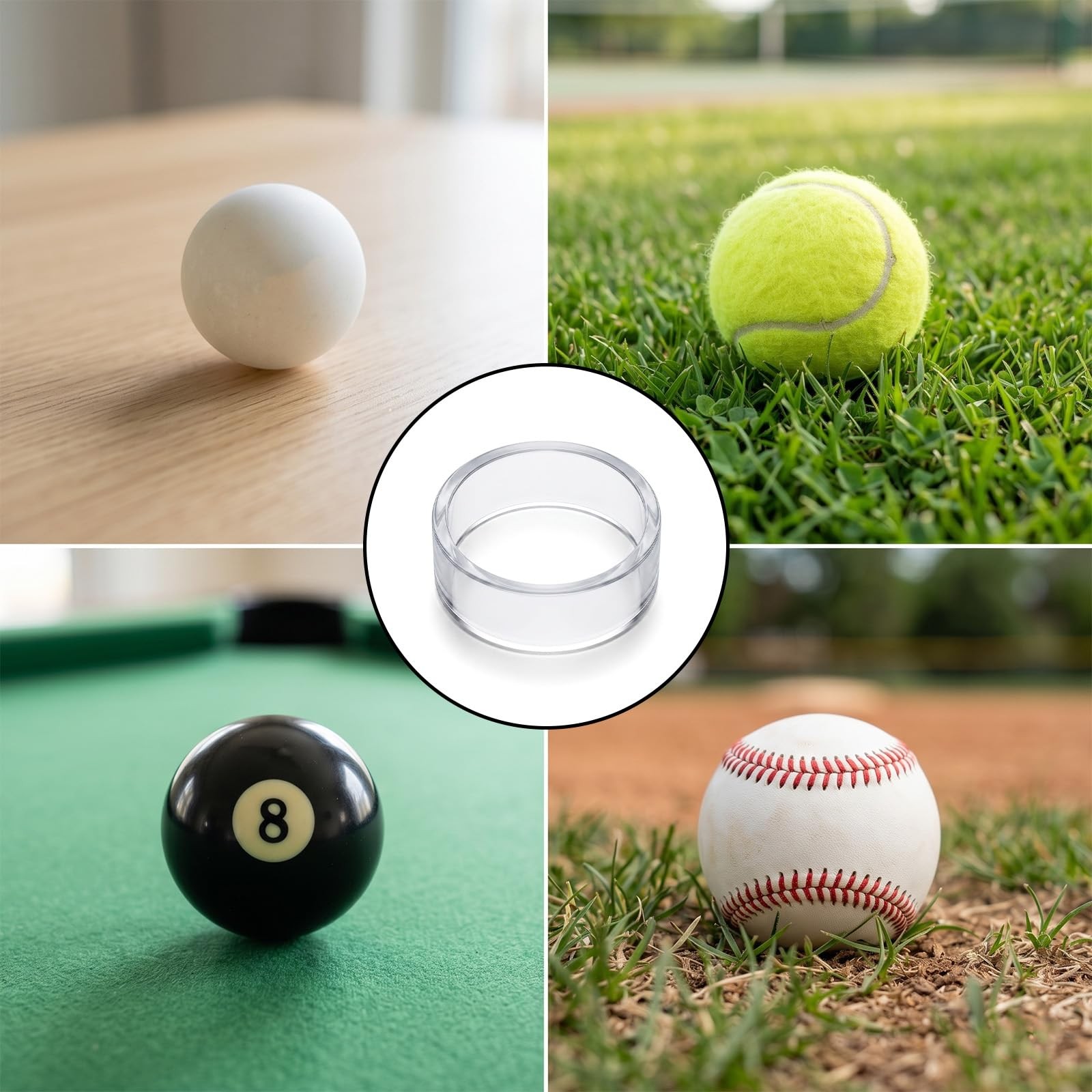 30Pcs Baseball Holder, Clear Acrylic Ball Stand Ring for Display – Sphere Holder