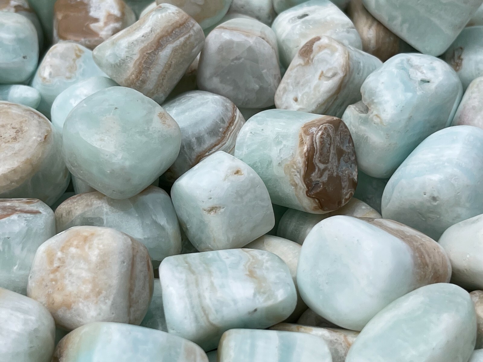 Grade A++ Caribbean Calcite Tumbled Stones, 1-1.5 Inch Tumbled Caribbean Calcite