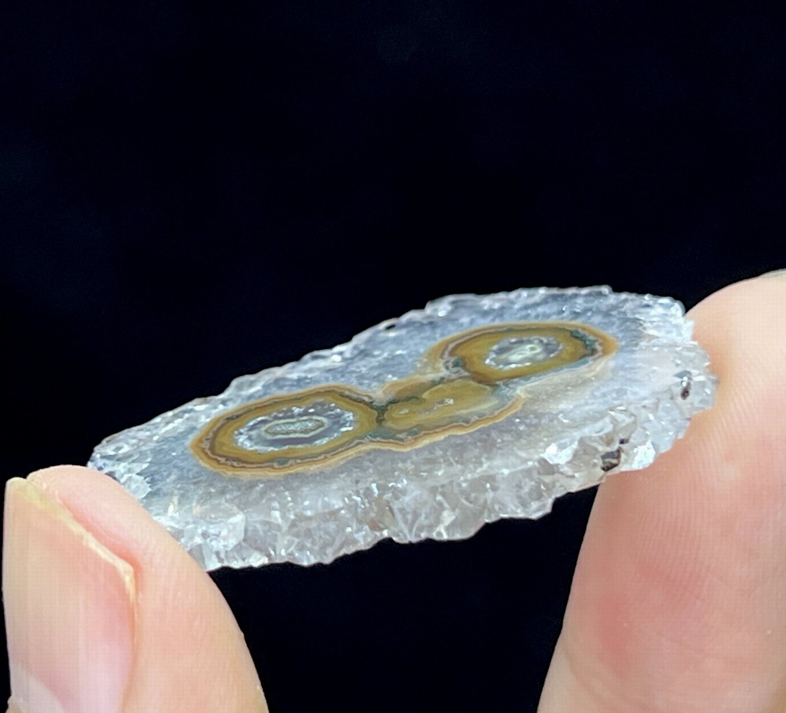 36mm Beautiful Pattern Quartz stalactite slice, both sides good