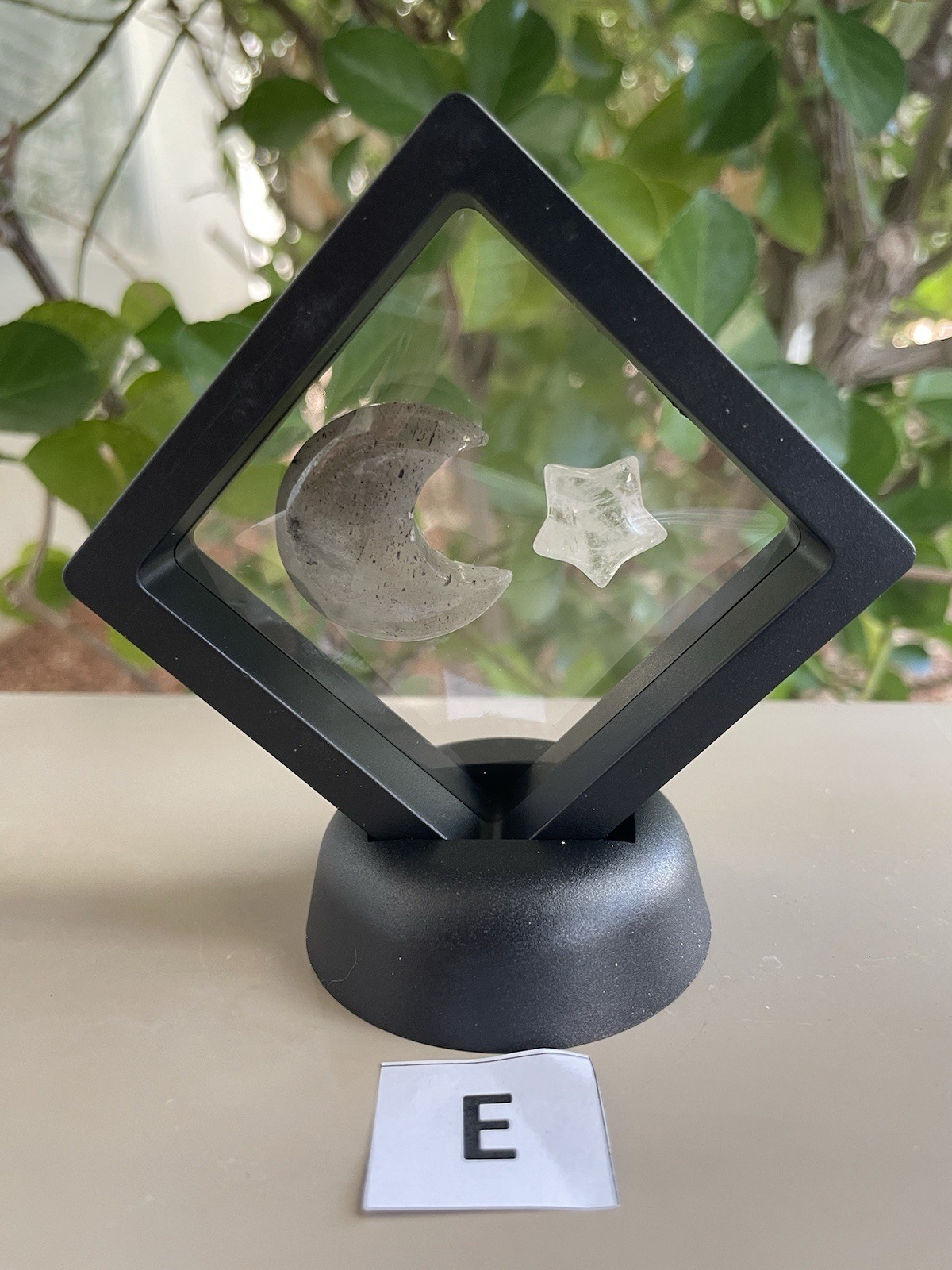 1″ x 1 1/4″ Labradorite Moon & 1/4″ Clear Quartz Star W/Display (QTY: 1)
