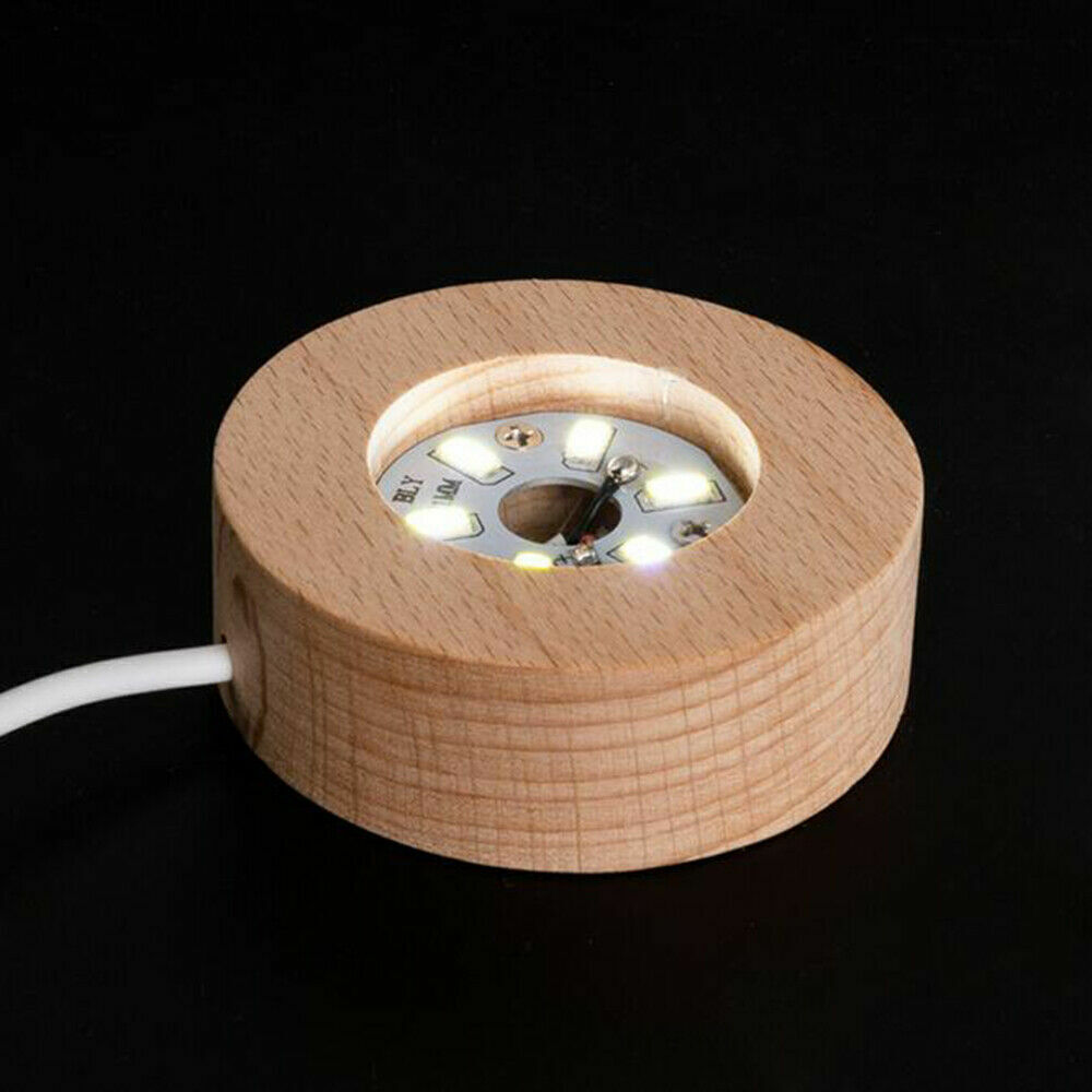 Wooden Display Stand With LED New Night Light Base 3D For Crystal Glass Balls