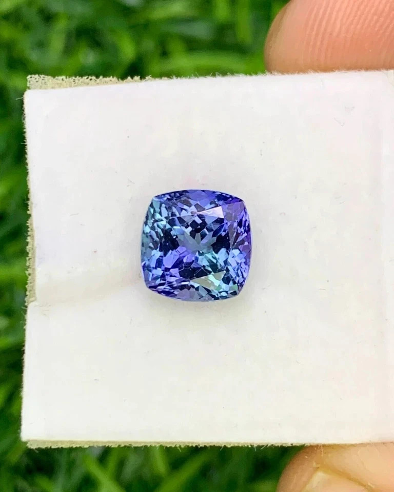 10 Ct + Extremely Rare Natural Blue Tanzanite Cushion Certified Loose Gemstone
