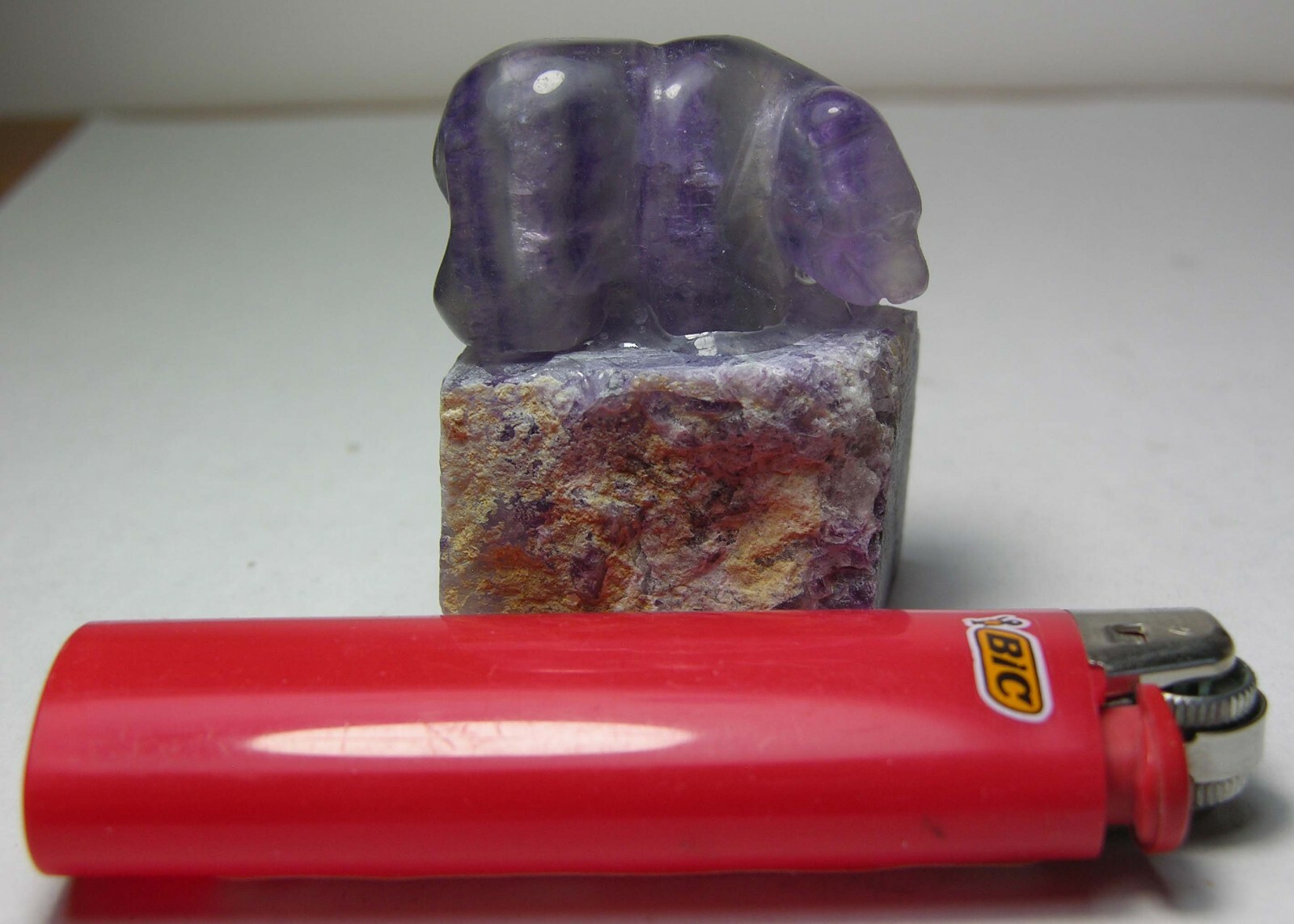 #5 Natural 100% 48mm MultiColor Fluorite Bear Carving On Fluorite Rock 1 7/8 in