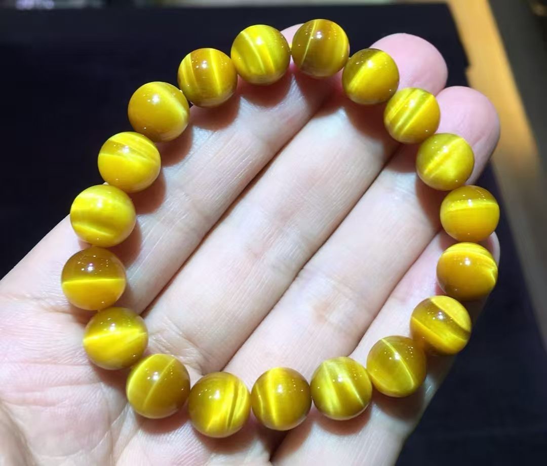 Genuine Natural Gold Tiger Eye Gemstone Beads Woman Bracelet AAAA 10mm