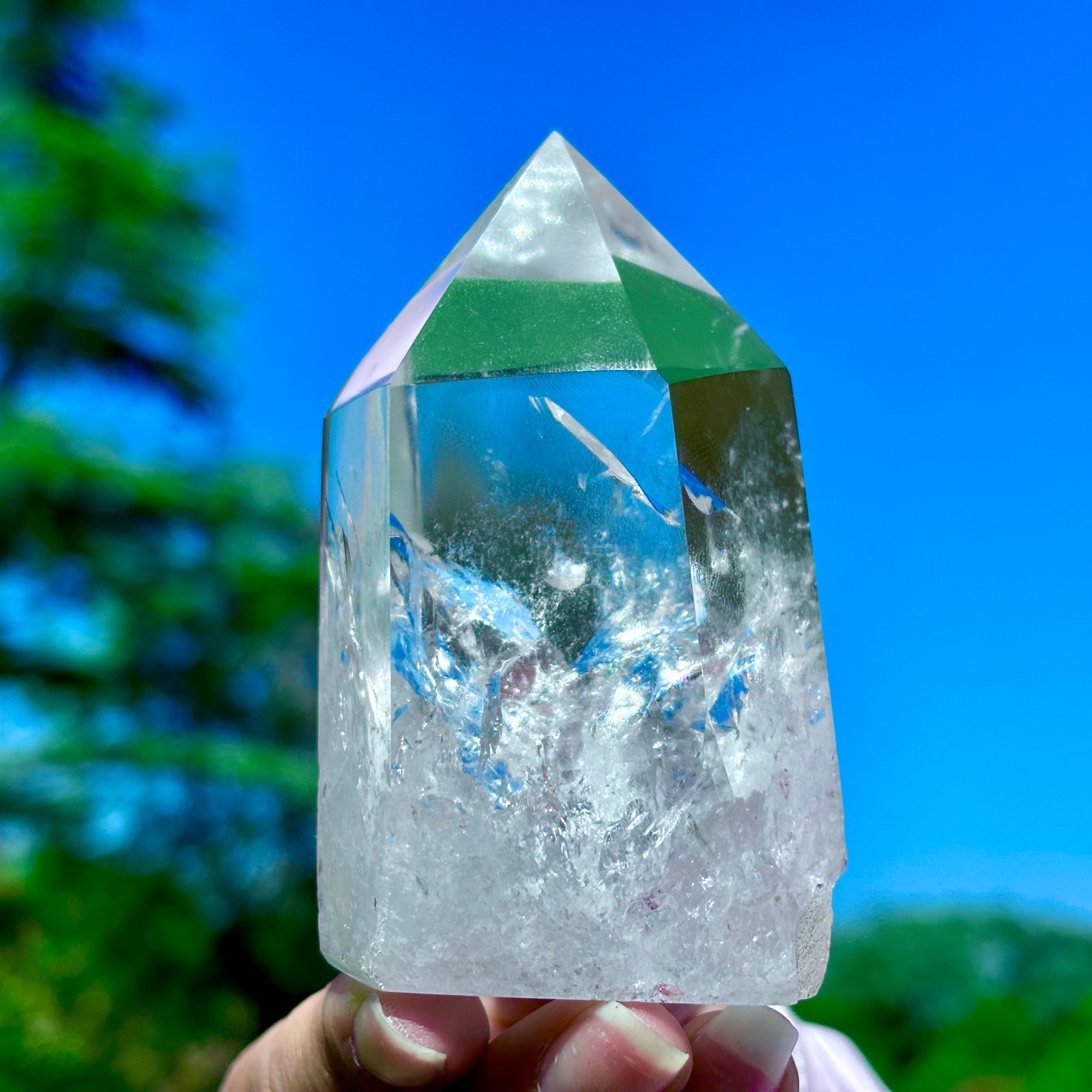 274G Natural Clear White Crystal Obelisk Transparent Quartz Energy Column Reik
