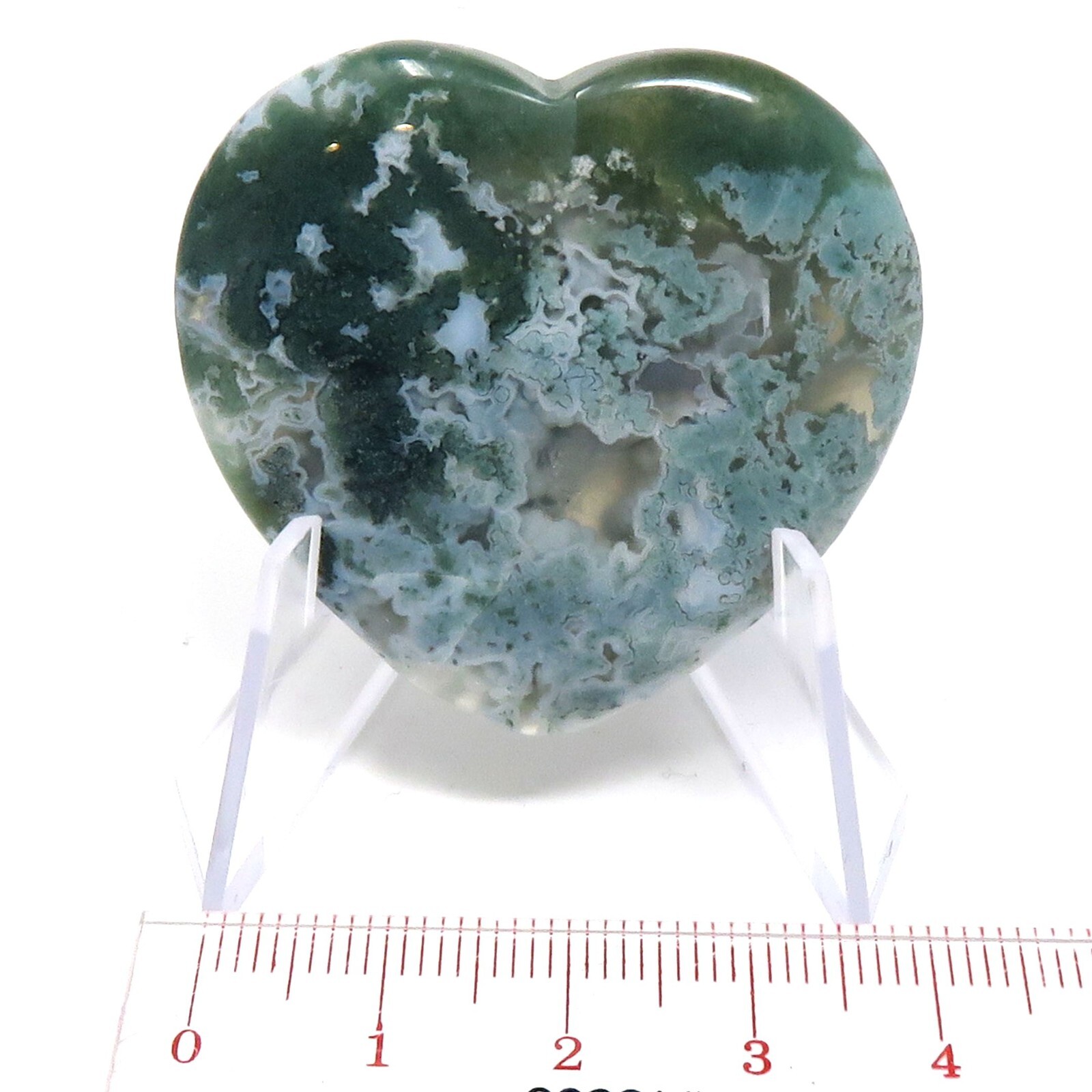 Moss Agate Stone Heart #926- 40mm or 1.5″ – Valentines Day Love Pocket Gemstone