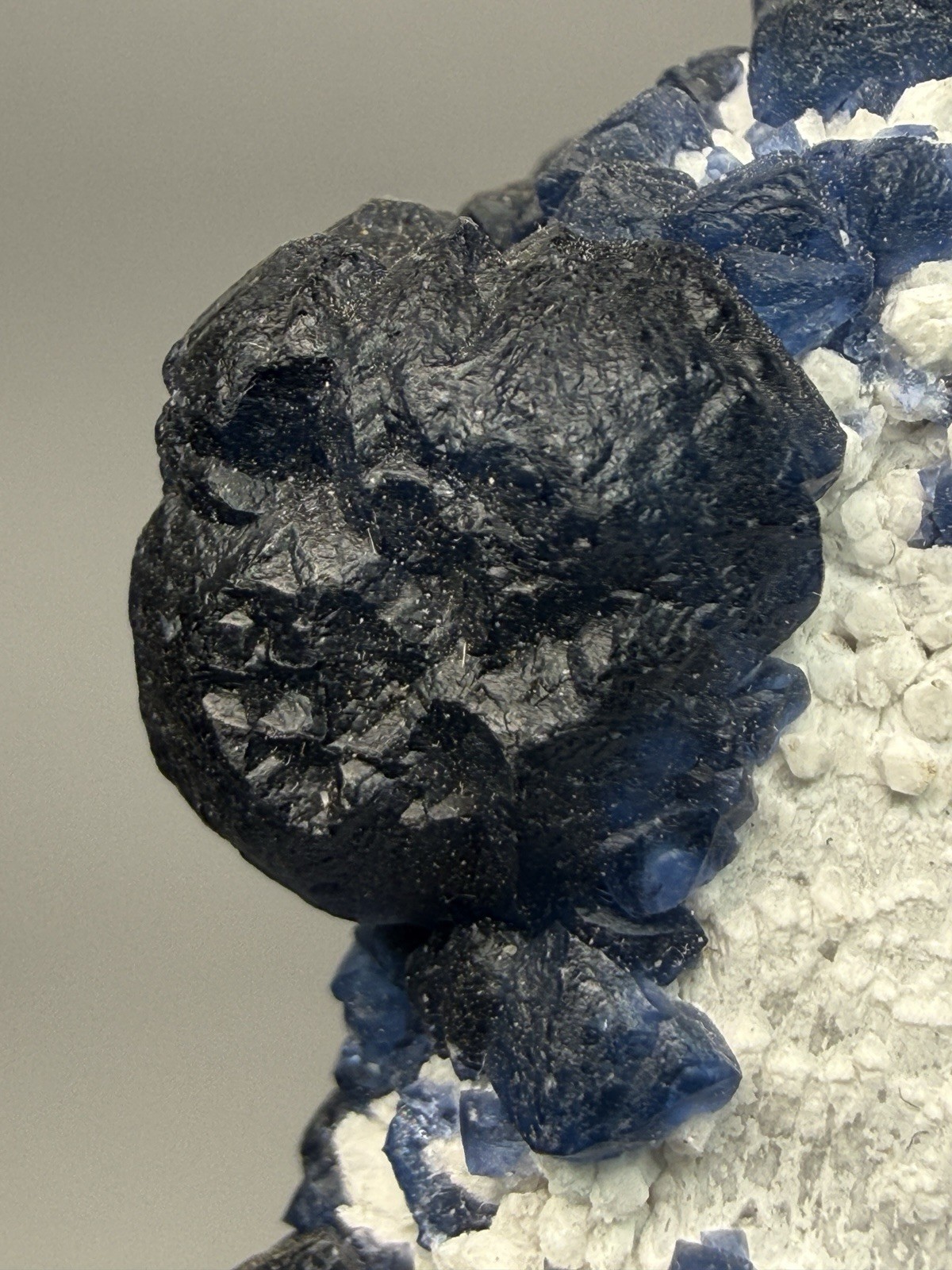 Superb Blueberry Fluorite on Candle Quartz |Huanggang Liang Mine, Inner Mongolia