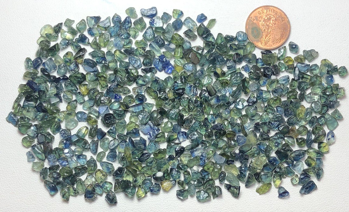 35 Gram/facet Rough Teal Bicolour Sapphires Ready For Mm Size Cutting Good Deal