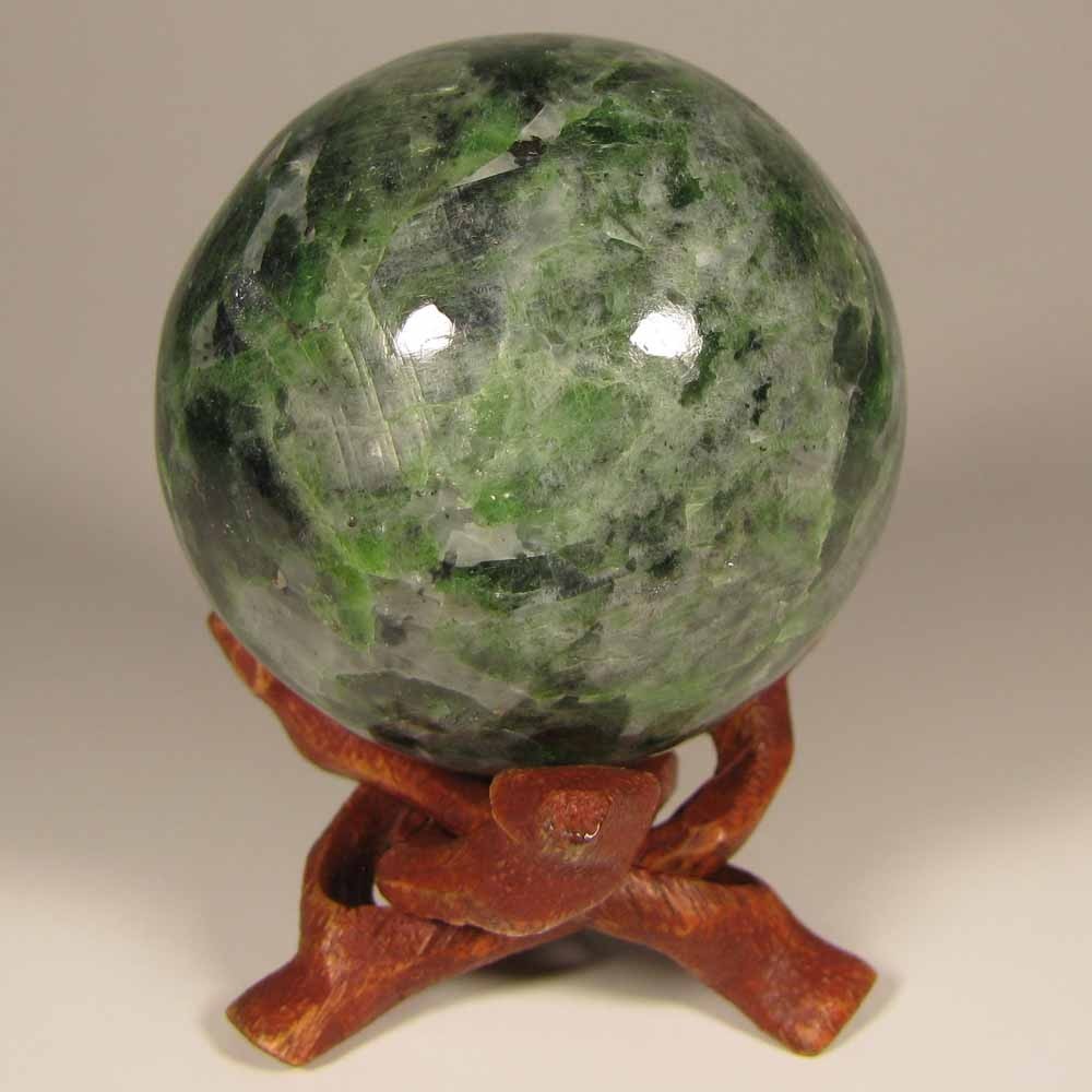 2″ Rare Green CHROME DIOPSIDE Gemstone Sphere w/ Stand – Siberia, Russia – 52mm