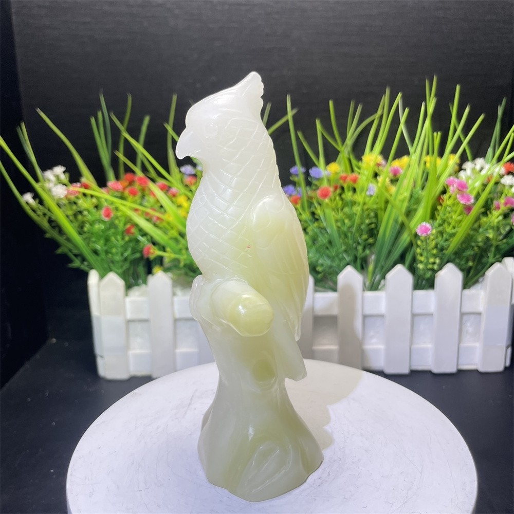 0.8LB 5.9″ Natural Afghan Jade Bird Crystal Quartz Carving Decor Gift