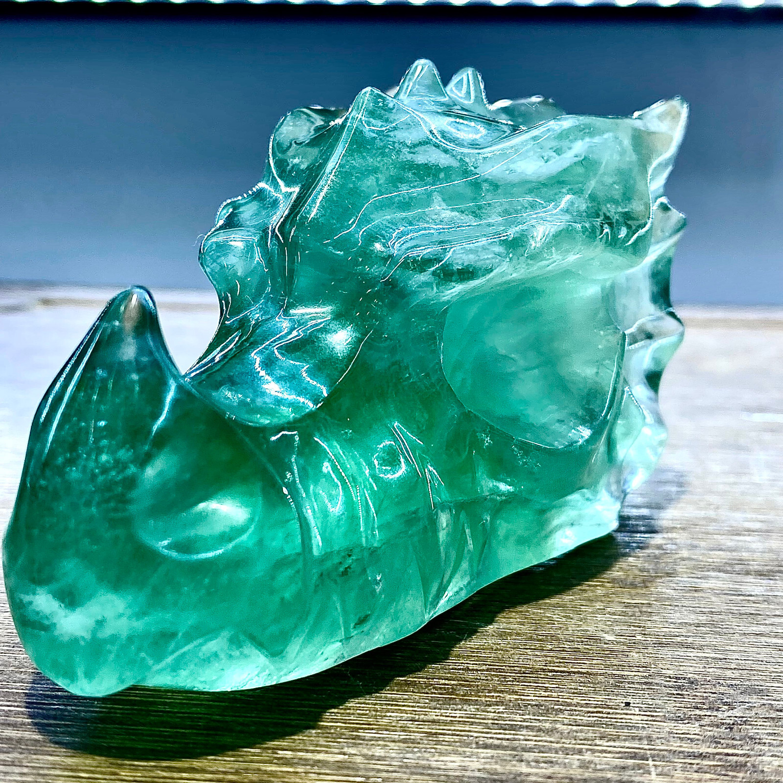 355G Natural fluorite quartz products, hand carved and polished spiritual orname