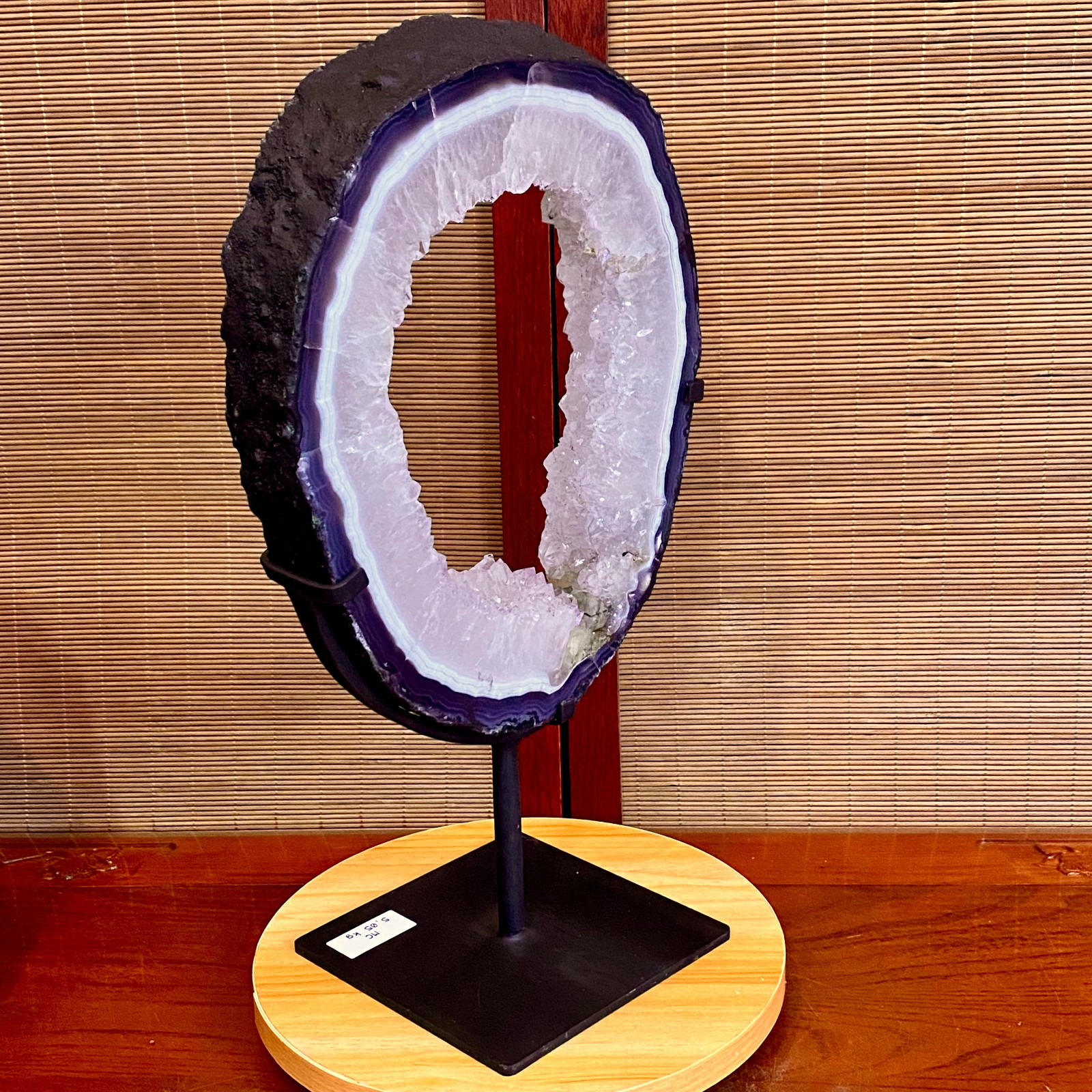 11.13LB Natural Amethyst Cave Crystal Slice Crescent shaped Hand Cut Repai