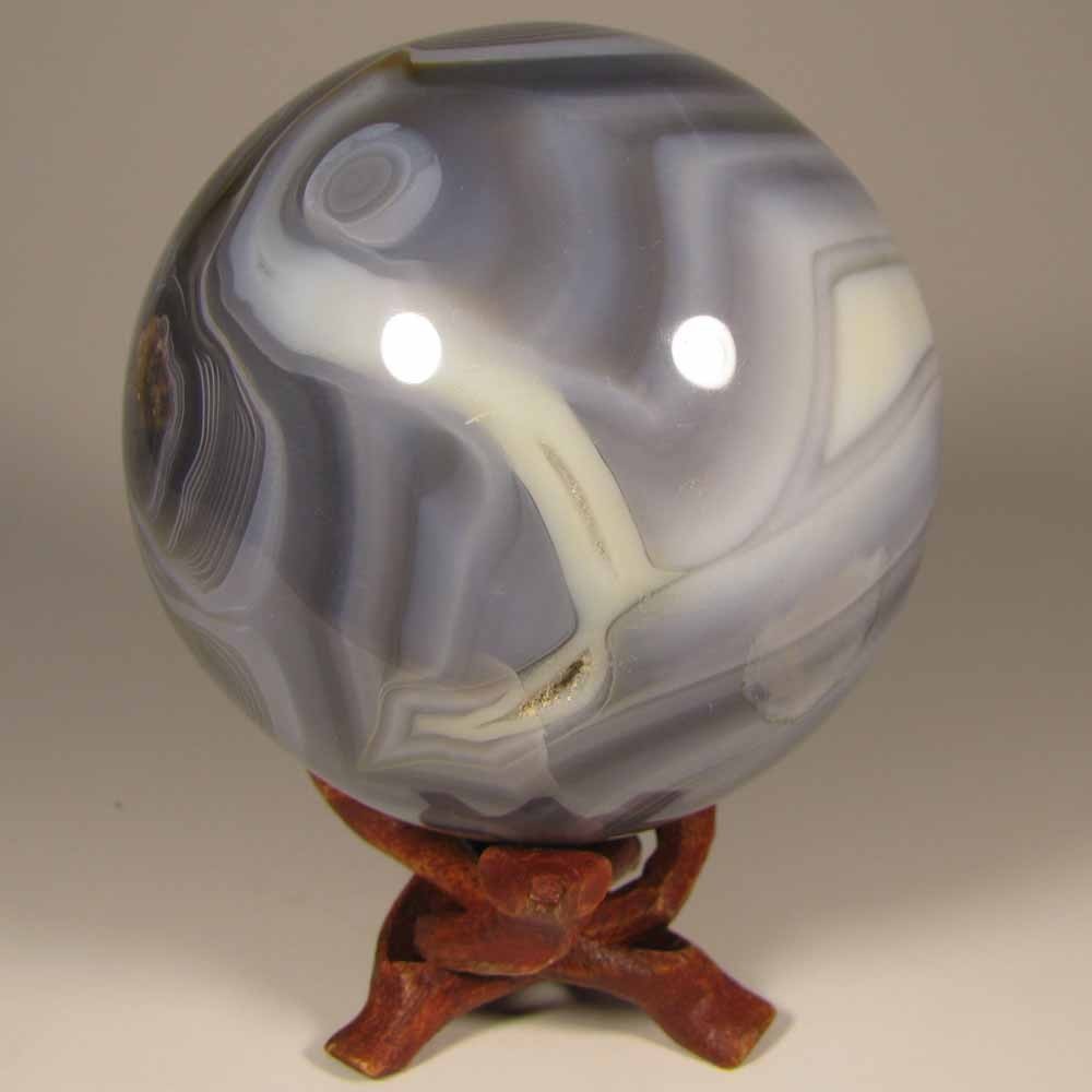 3″ BANDED AGATE Crystal Sphere Ball w/ Stand – Madagascar – 76mm – 1.4 lbs.