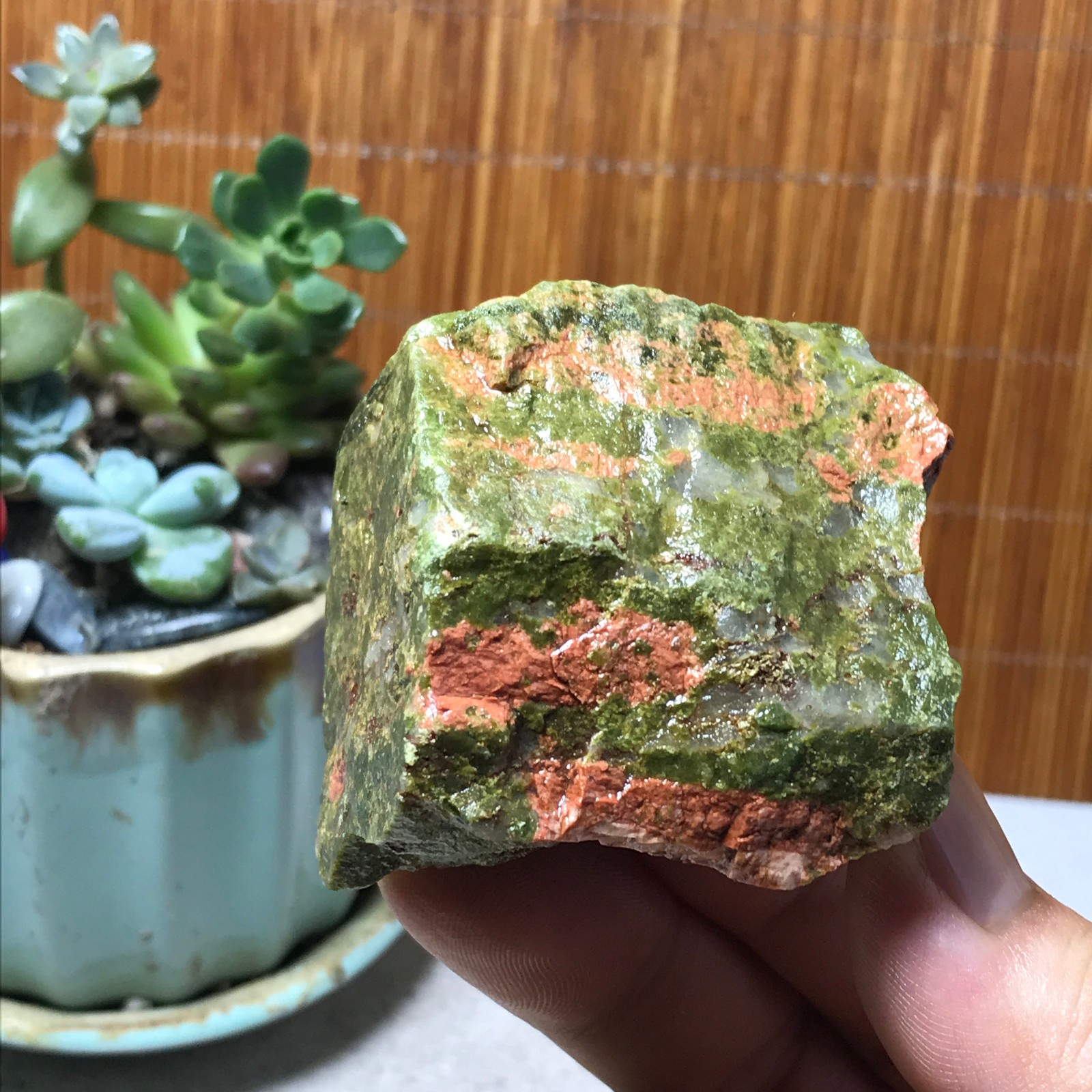 198g Natural Unakite Crystal gemstone Rough Mineral Specimen healing A6350