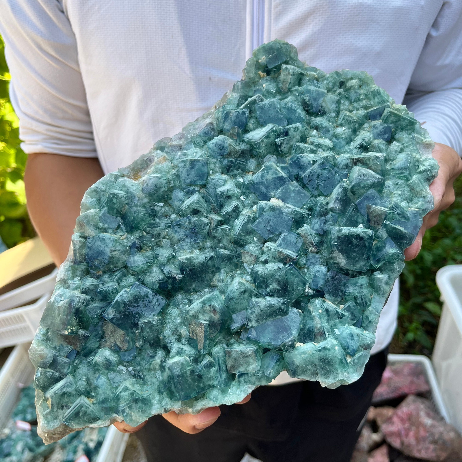 9.7lb Large Natural green cubic fluorite quartz crystal cluster mineral specimen