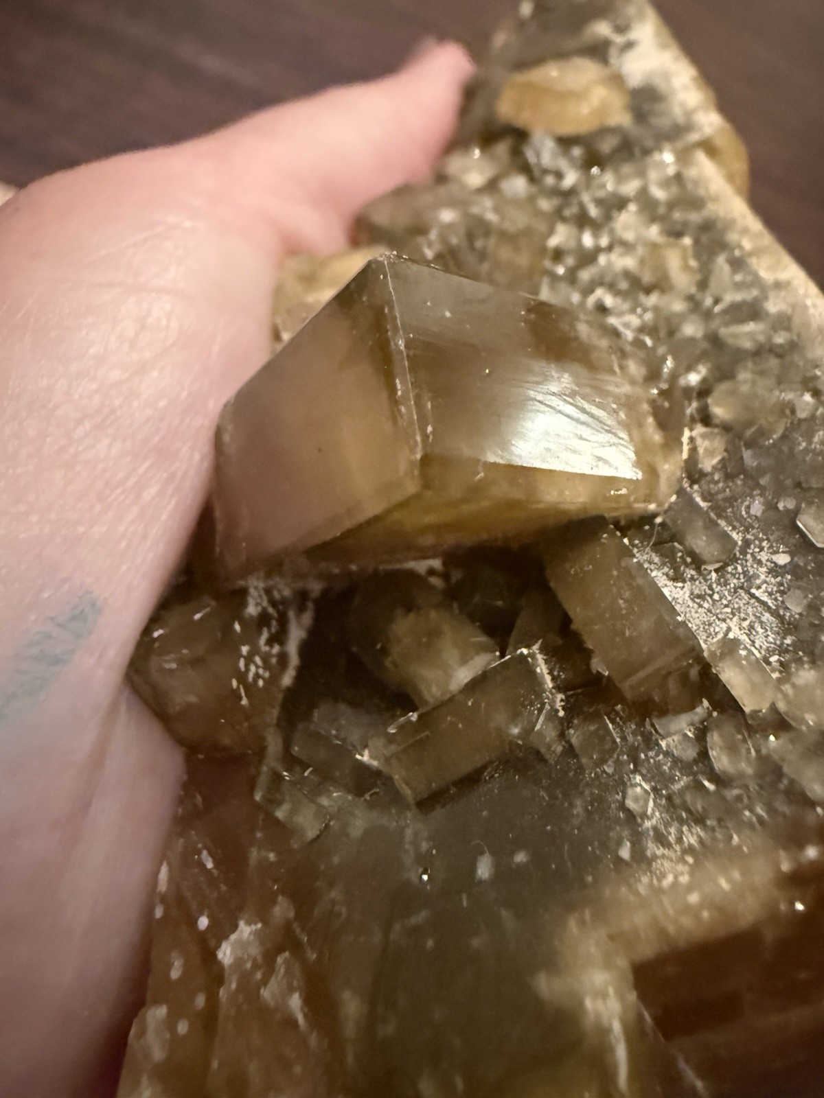 Golden Barite China 2+ Pounds Mineral Specimen With Stand