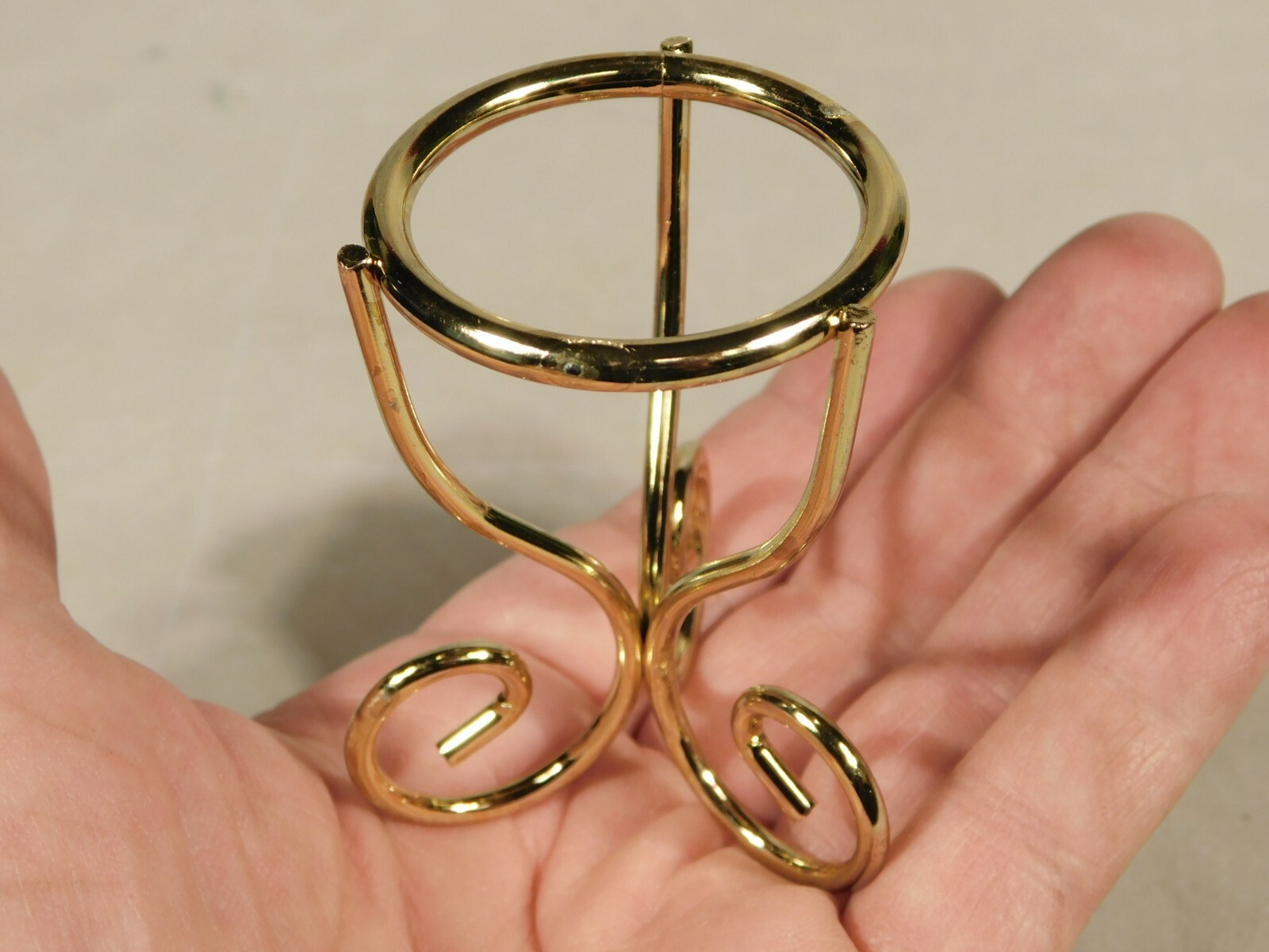Sphere Display Stand Metal Scroll Design Gold Color Small Size