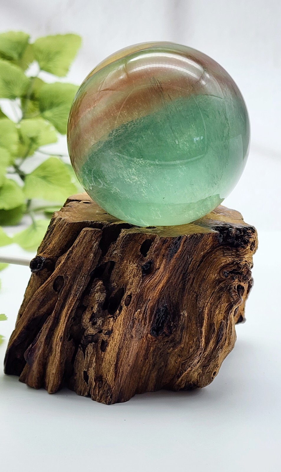 Candy Flourite Sphere, Free Lighted Wood Base, Crystal Sphere, Flourite Sphere