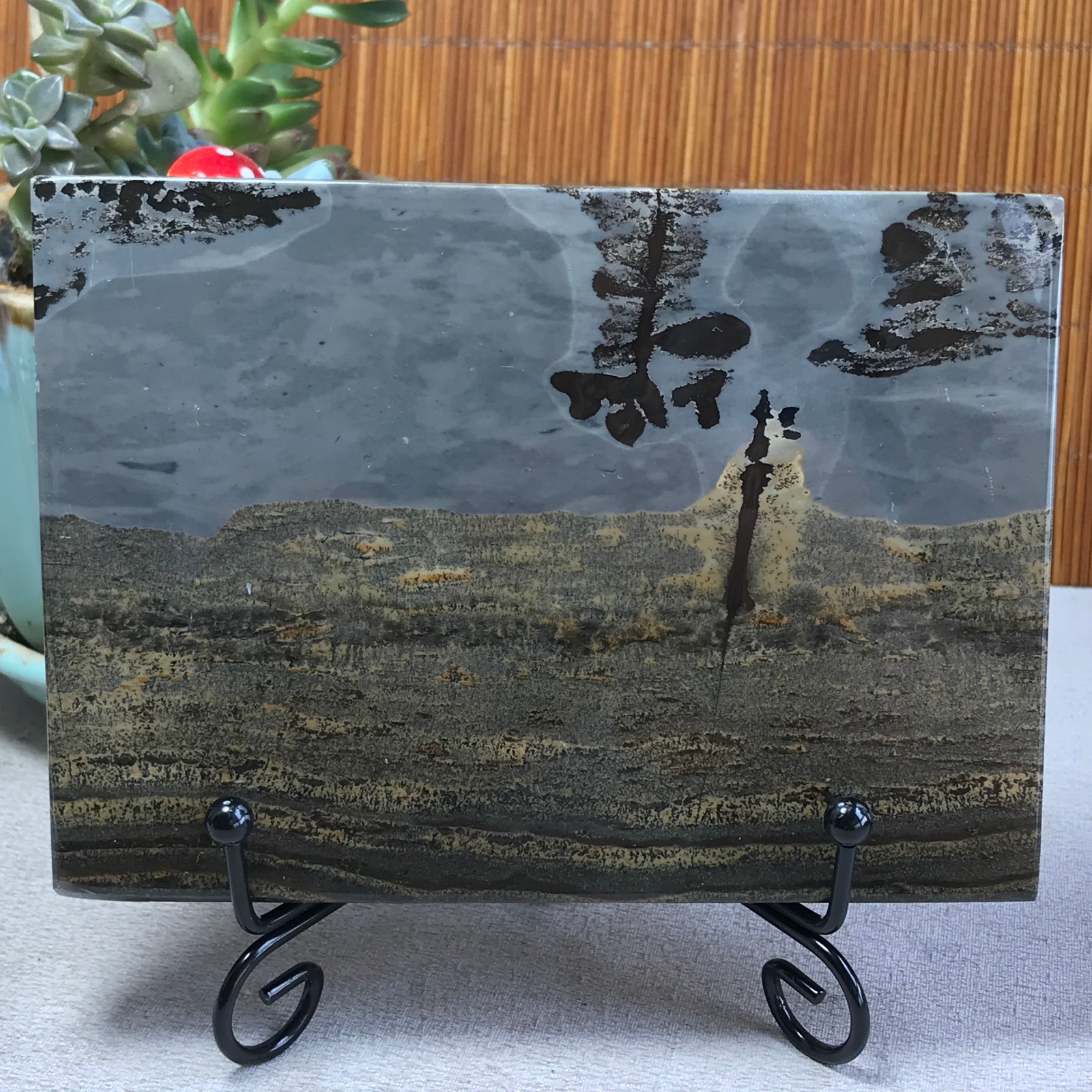 290g Natural Chinese painting stone crystal ornaments for home decoration A6423