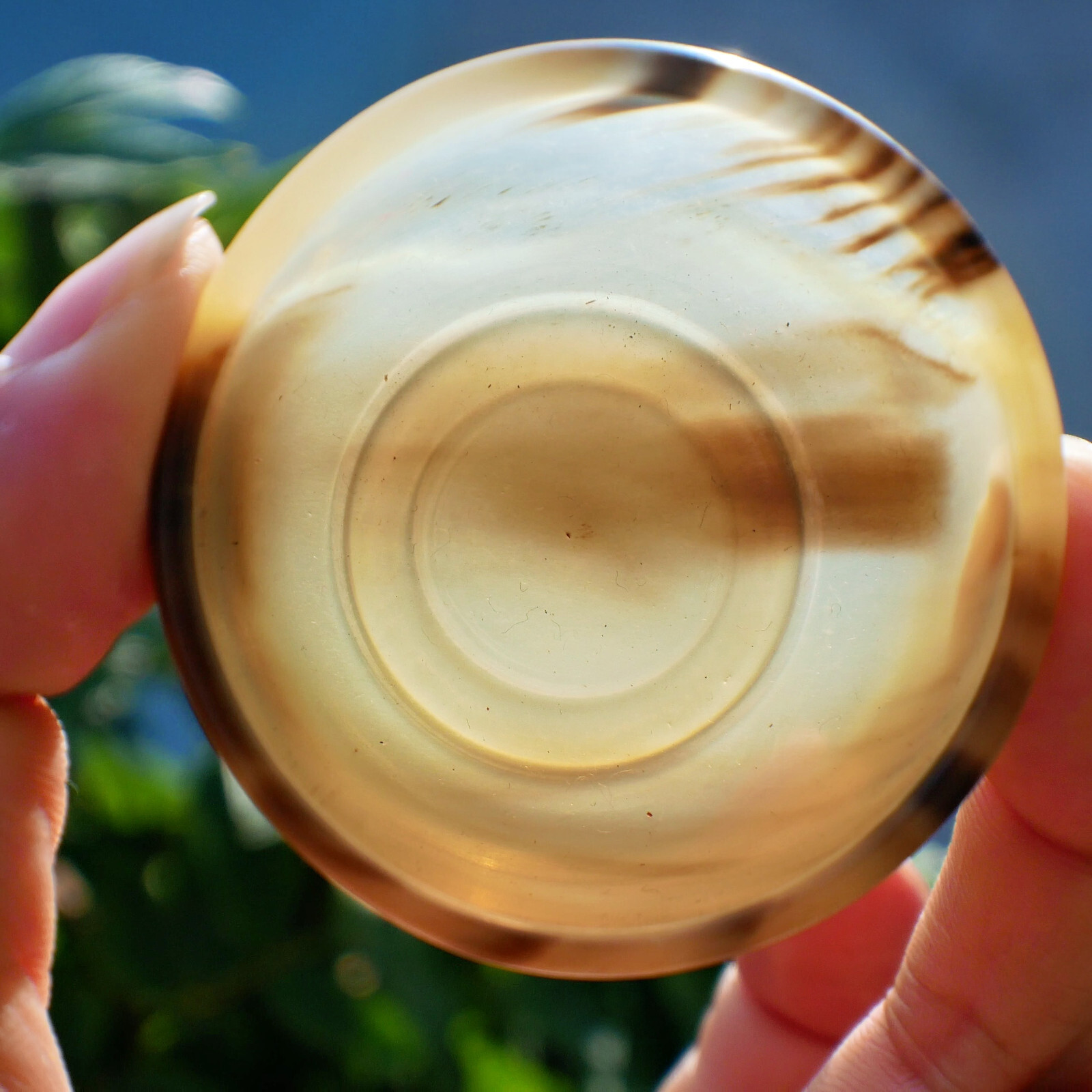Natural Ox Horn Bowl Gemstone Crystal Quartz Dish Healing Sacral Chakra Reiki 1p