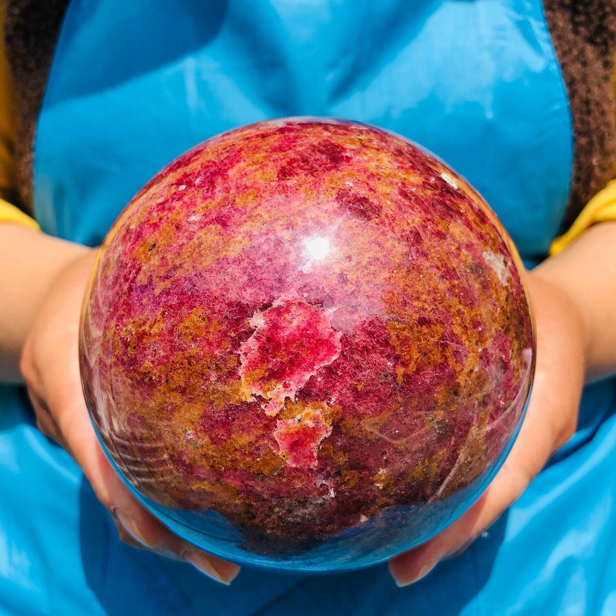 5.65 LB Natural Rhodonite Crystal Sphere Pink Black Healing Gem Stone 4781