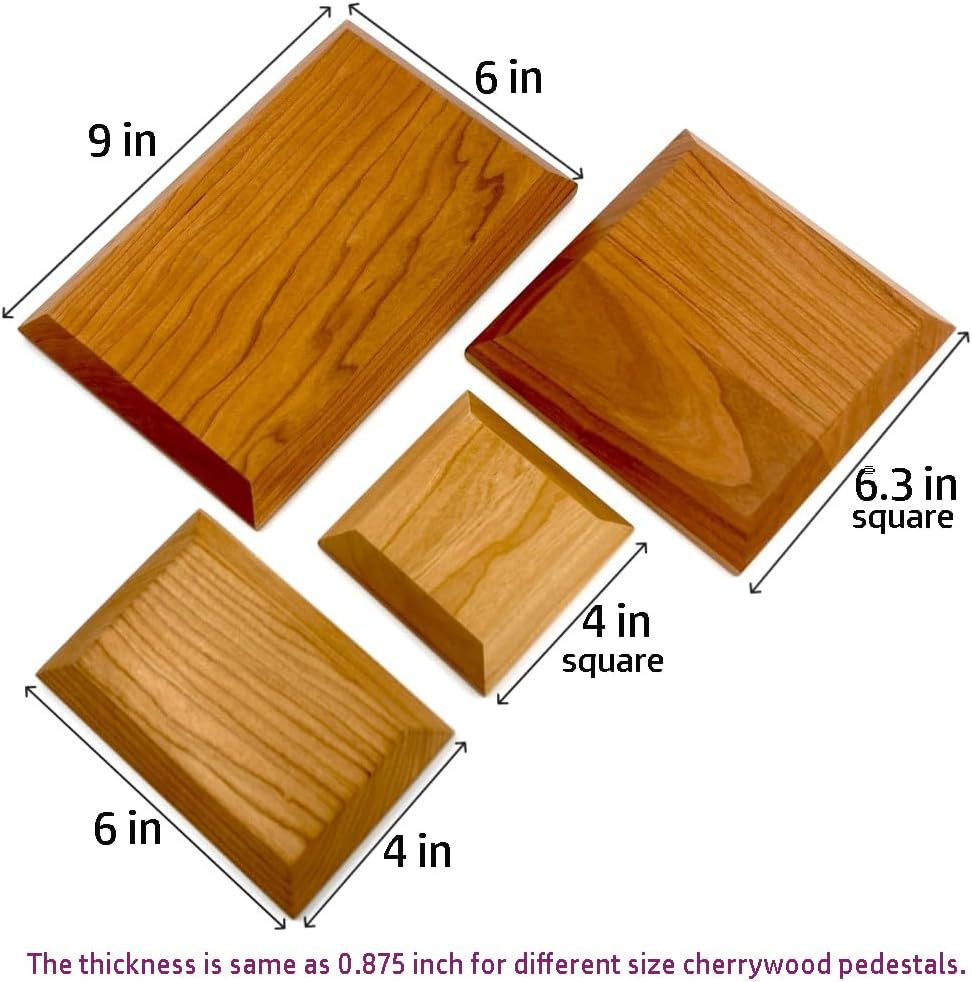 Solid Cherrywood Pedestal, Rectangular Wood Display Base with Bevel, Modern Farm
