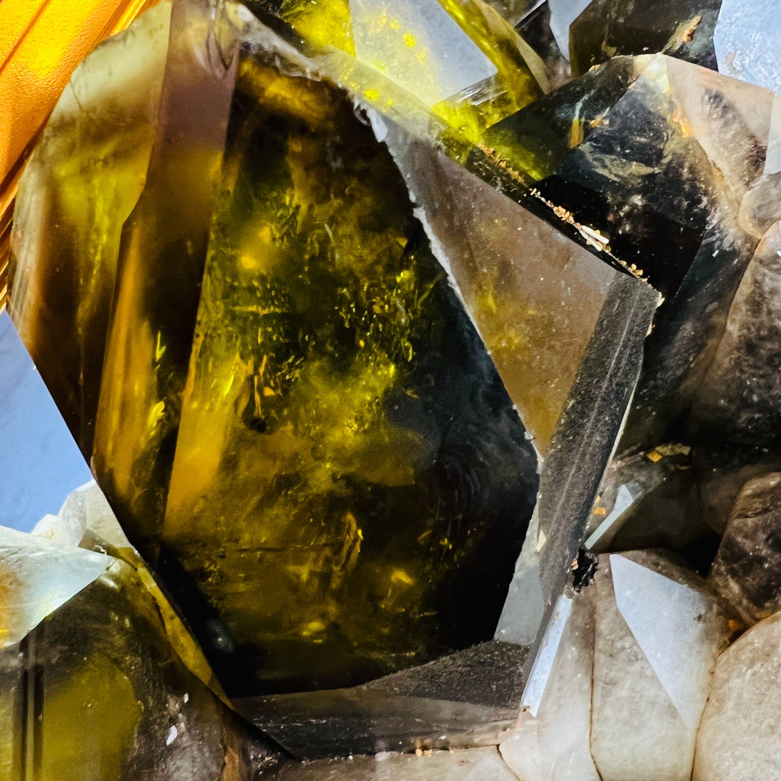 14.3LB natural Crystal black yellow clusters Aura Quartz Crystal Healing