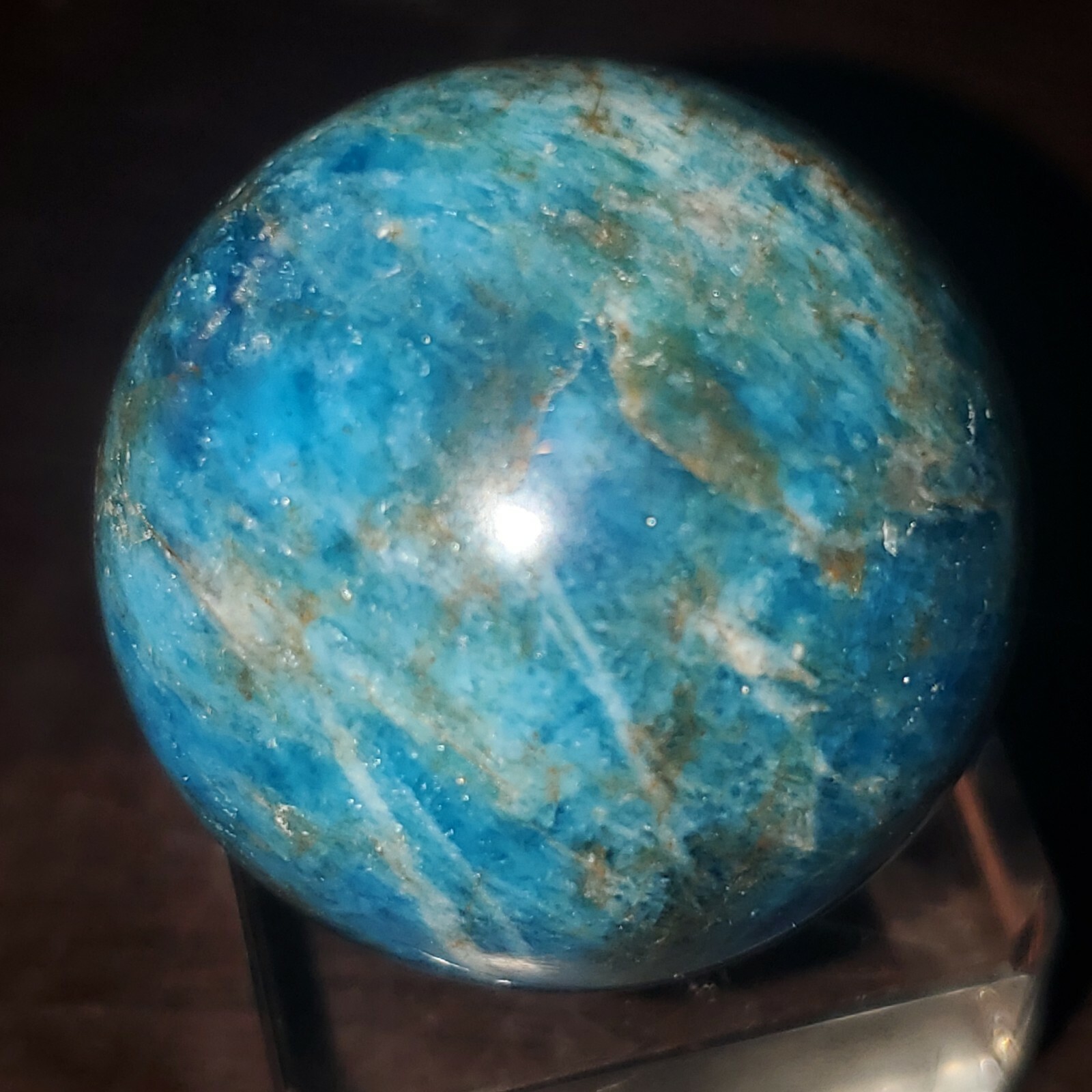 Blue Apatite Sphere Orb Ball Marble 32mm, 55g