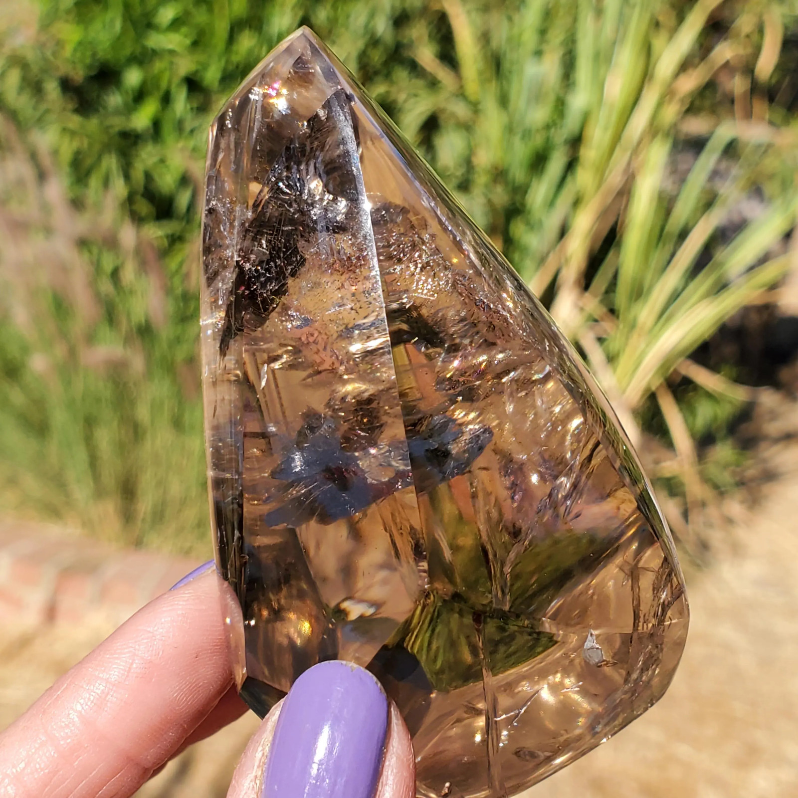 Light Smoky Quartz Rainbow Phantoms Crystal Free Form | 254 grams