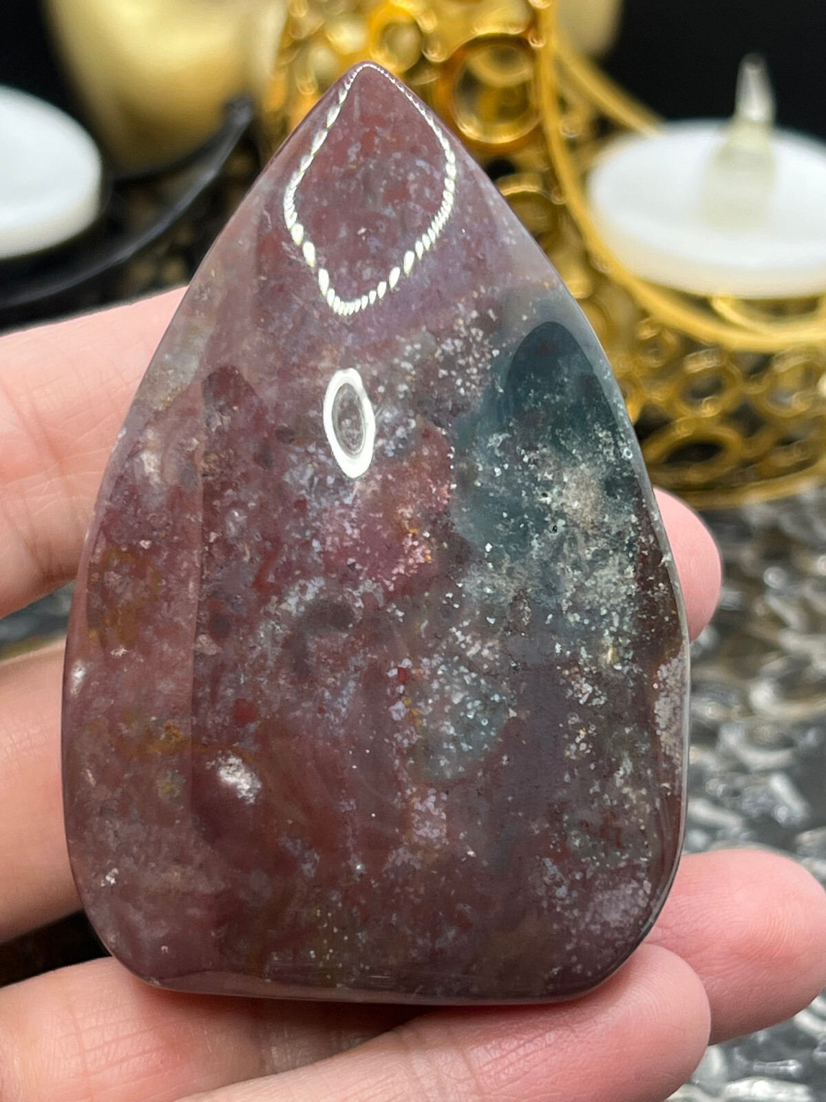 Natural Colorful Ocean Jasper freeform Flame Tear HQ High Polish L@@K Free ship