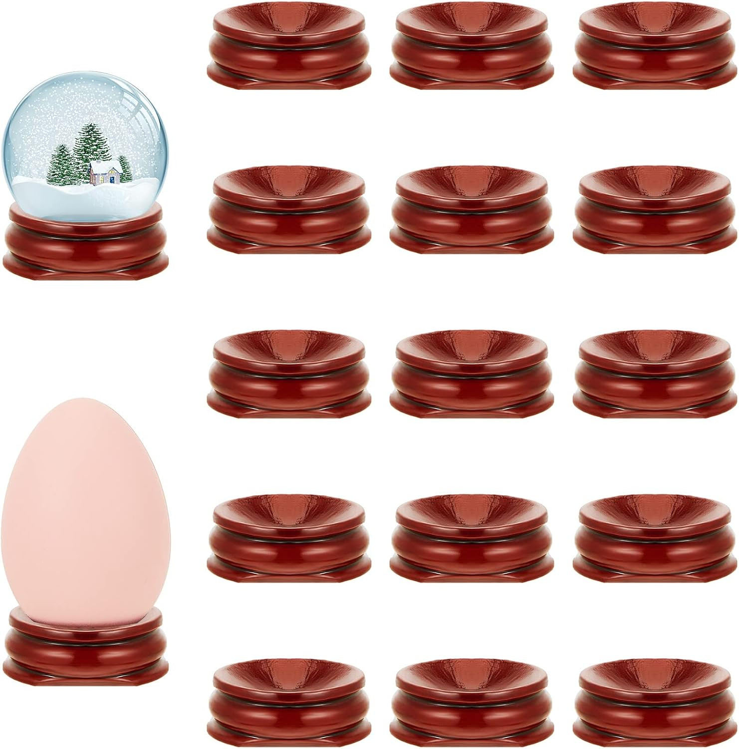 15 Pack Wooden Egg Stands Holder Crystal Sphere Globe Ball Stand for Display