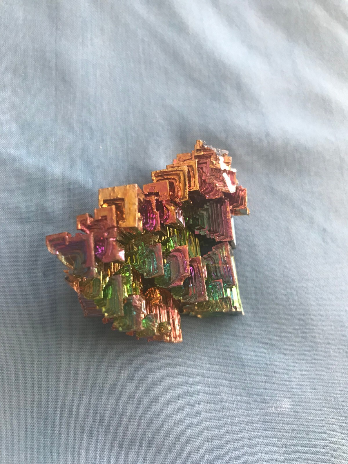 Pretty 2.4 Ounce Large 2” x 1-5/8” x 1” Piece of Rainbow Bismuth Crystals