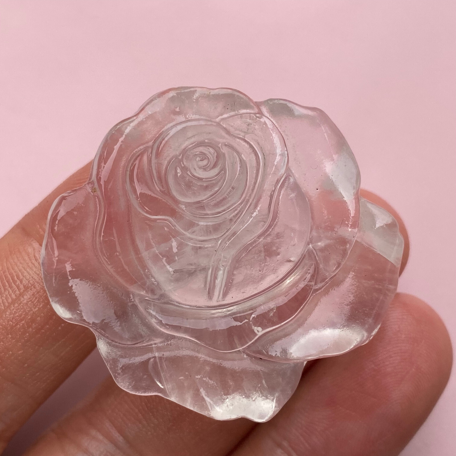 Natural clear quartz roses flowers skull hand carved reiki Healing 1pc