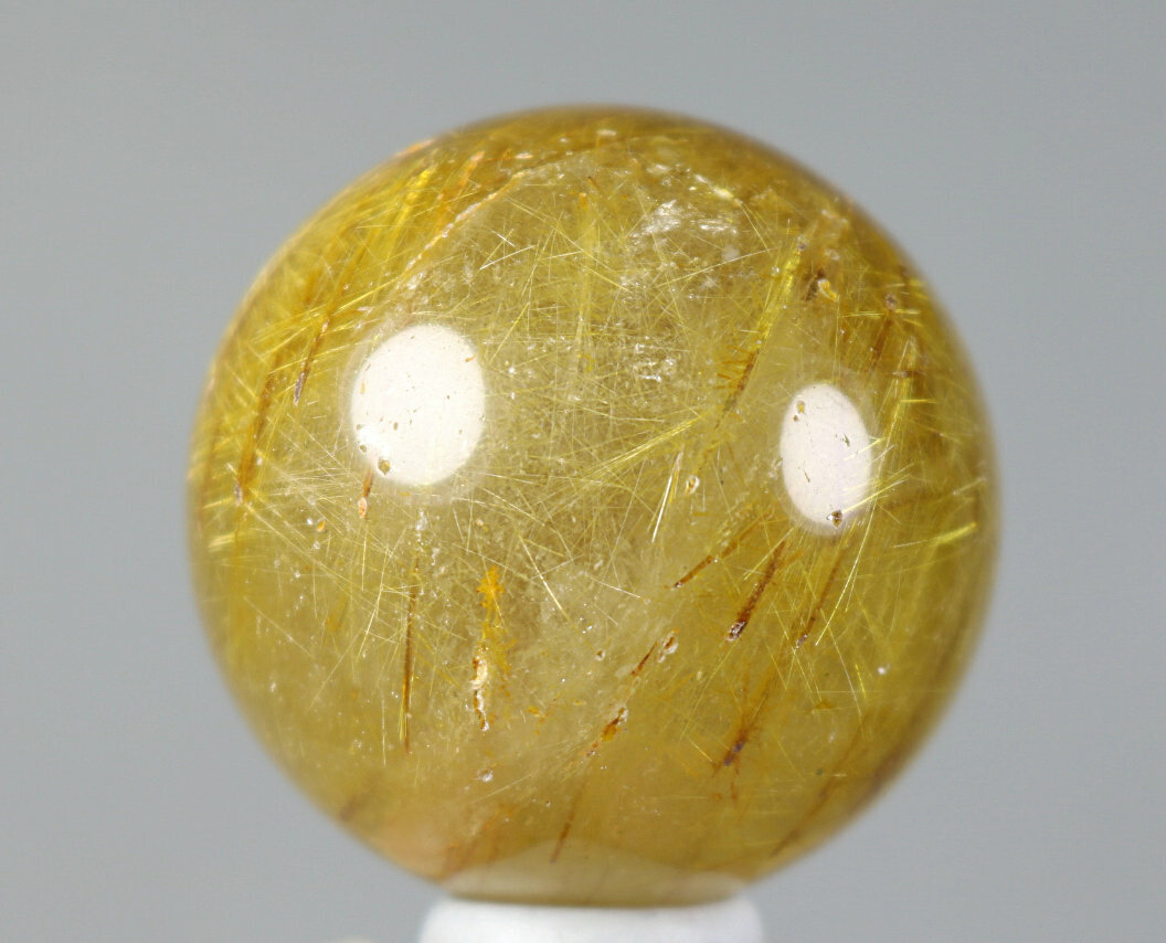 36mm Natural Clear Golden Hair Rutilated Quartz Crystal Sphere Ball Specimen