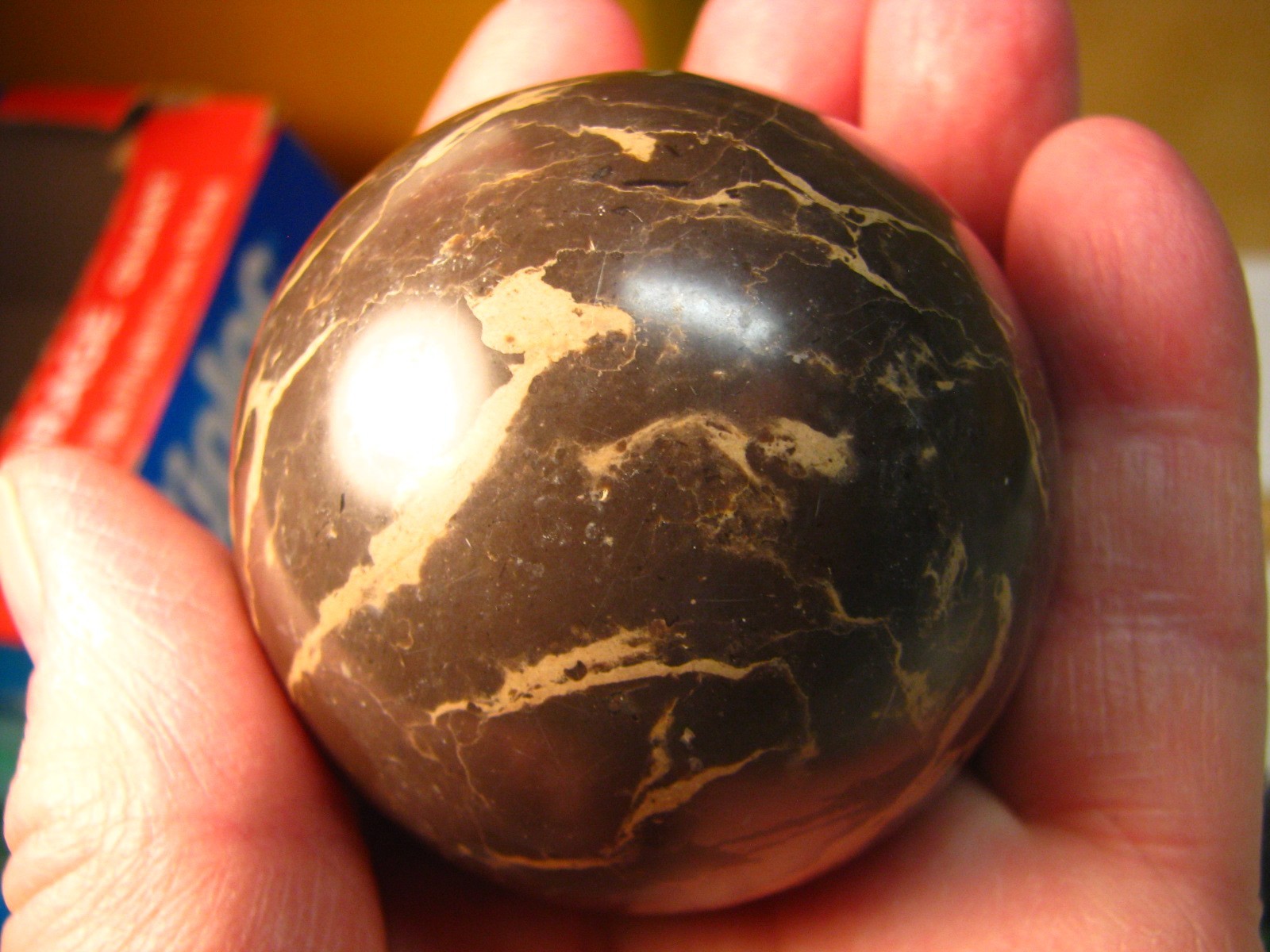 .65lb 2.3inch CAMOUFLAGE JASPER SPHERE TAN DARK BROWN/BLACK MADAGASCAR #290