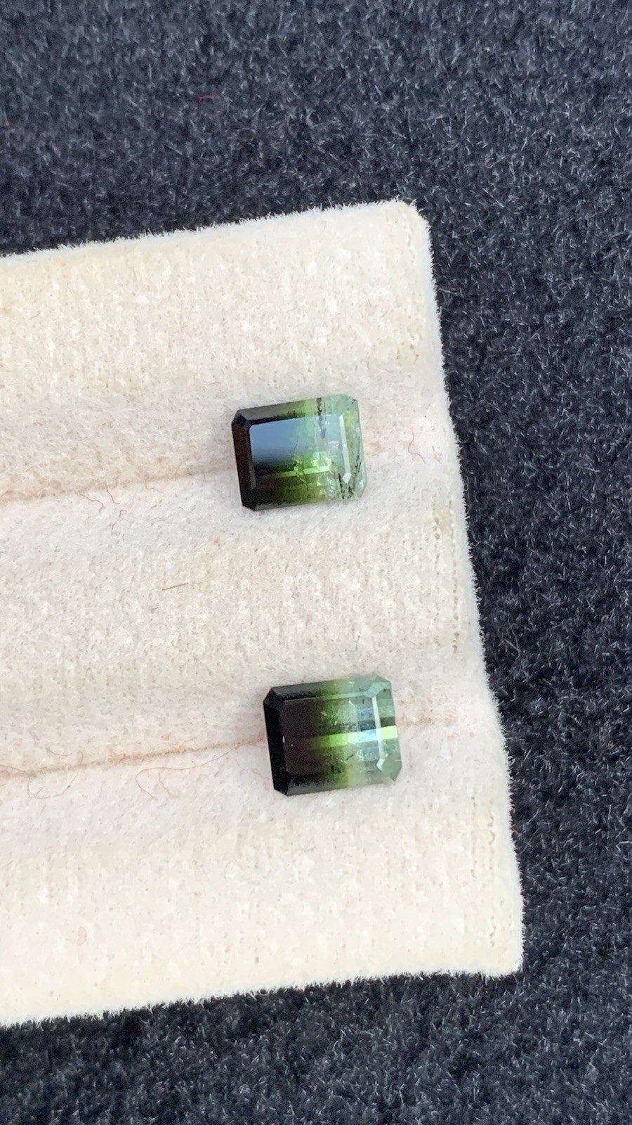 1.90ct natural black & green bi colors faceted tourmaline pair 6mm